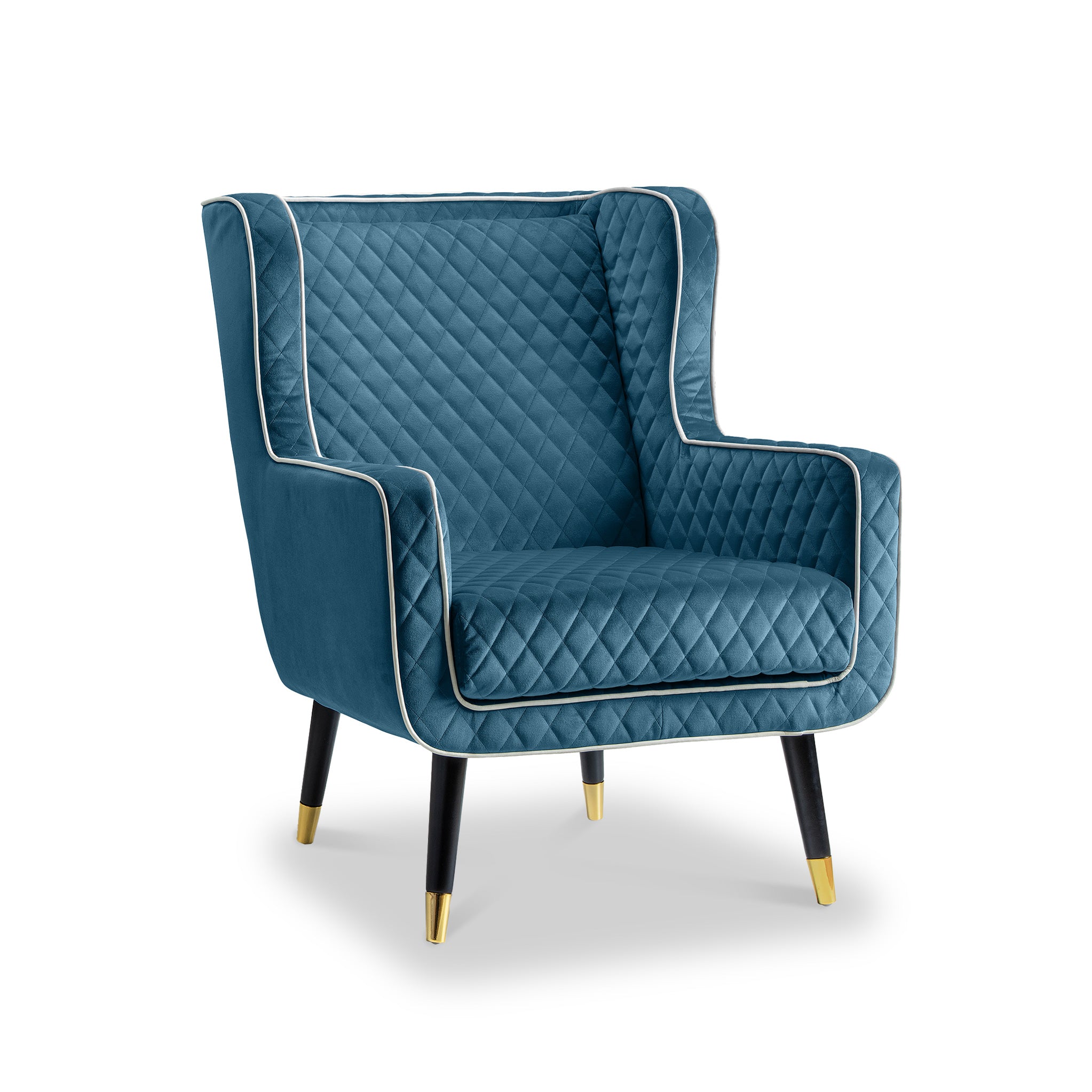 blue velvet accent armchair