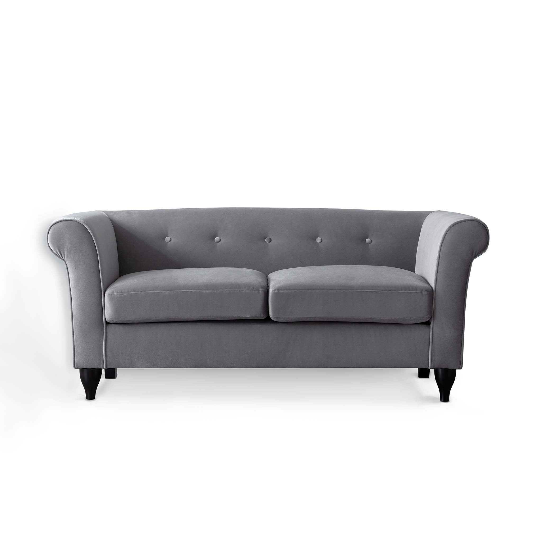 Monte Carlo Velvet 2 Seater Sofa Grey Blue Beige Modern Upholstered Fabric Chesterfield Style Settee Coach For Living Room