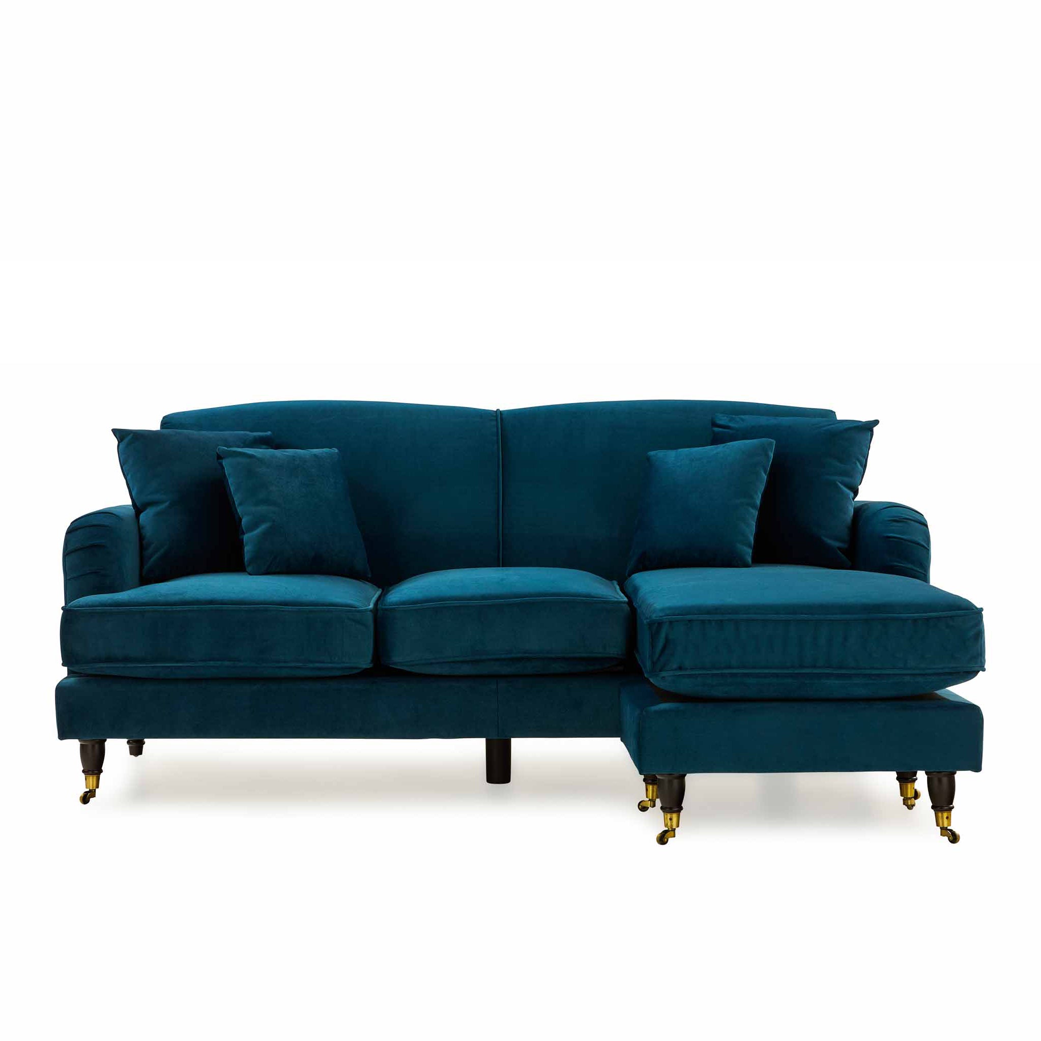 Parker Velvet 3 Seater Corner Chaise Sofa Upholstered Fabric Couch