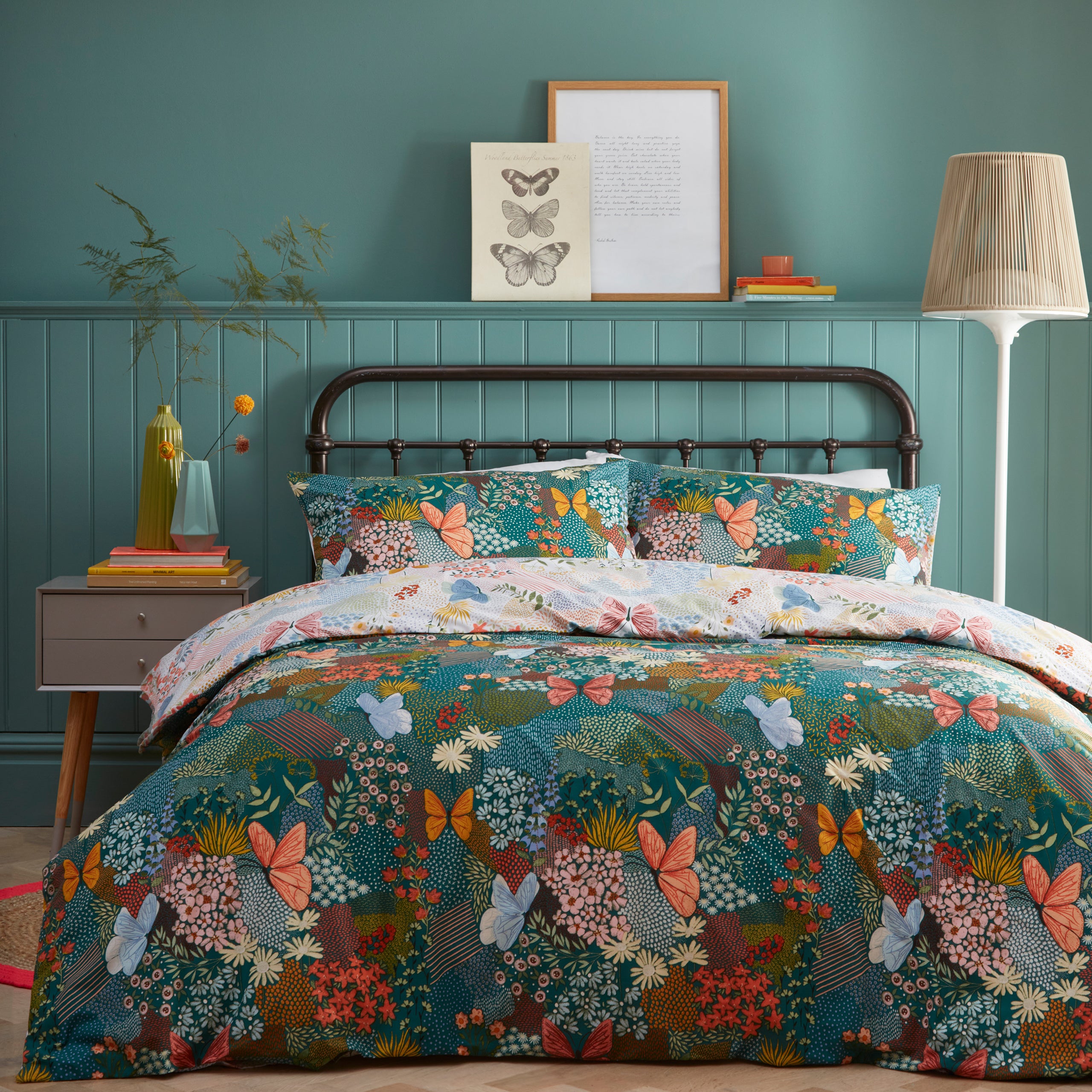 Wenda Multi Coloured Spring Garden Duvet Set Reversible Bedding