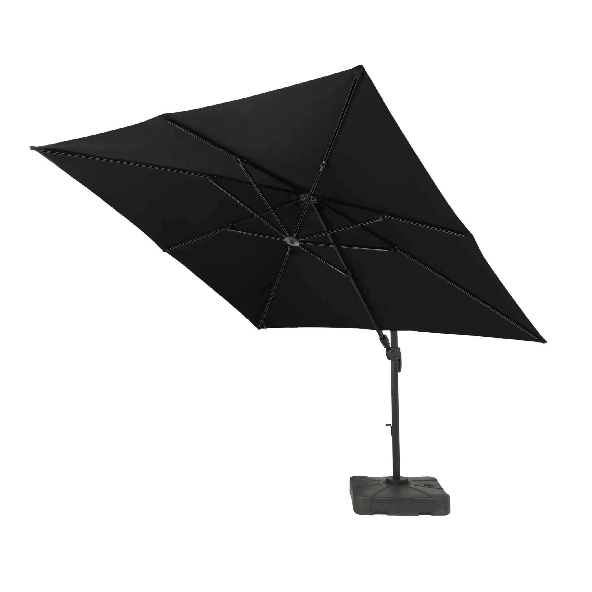 3m Square Deluxe Garden Cantilever Parasol Canopy With Base Roseland