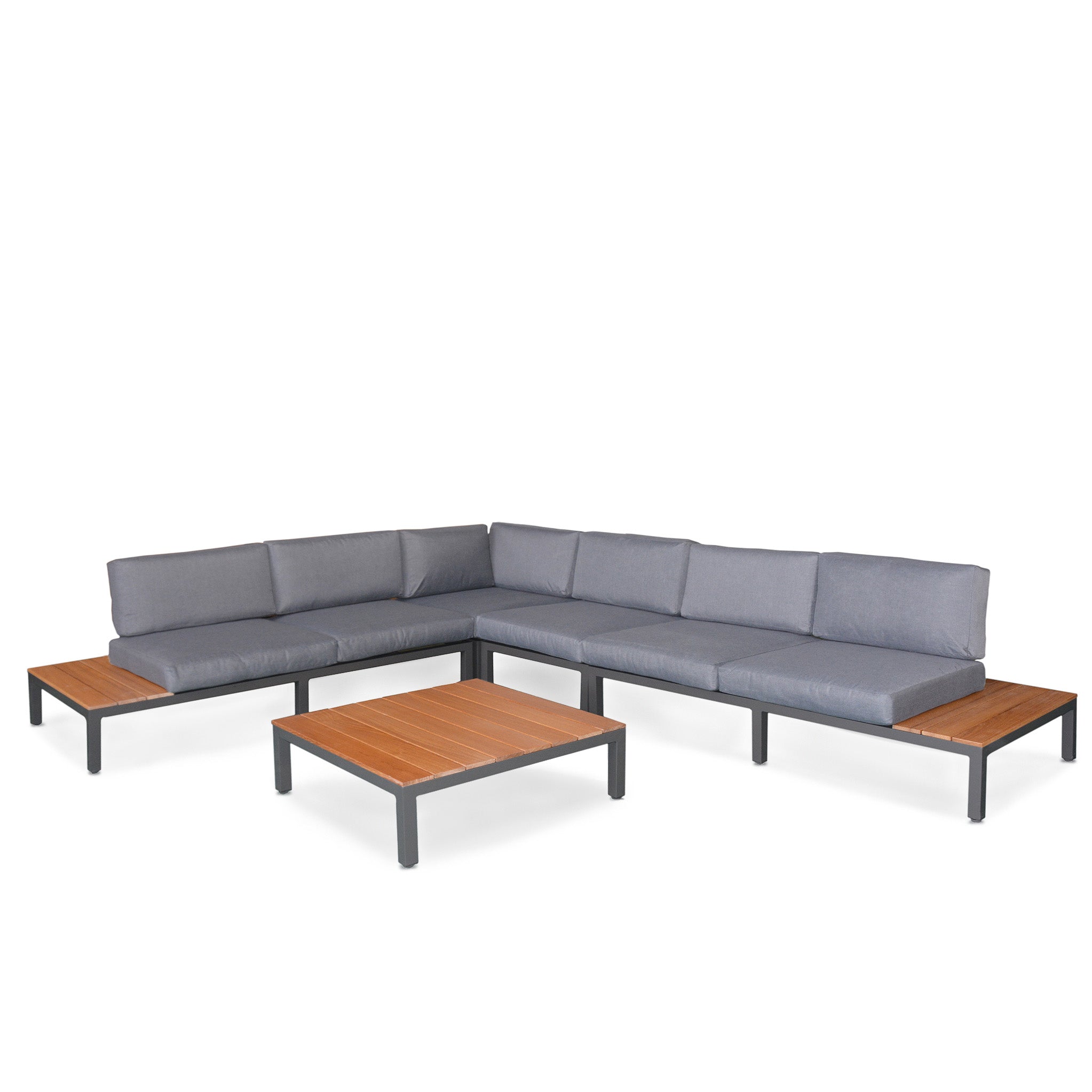 Aspen Garden Lounge Set With Teak Wooden Coffee And Side Tables