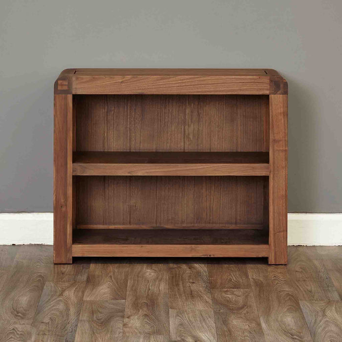 Salem Resilient Satin Lacquer Walnut Low Bookcase Roseland Furniture