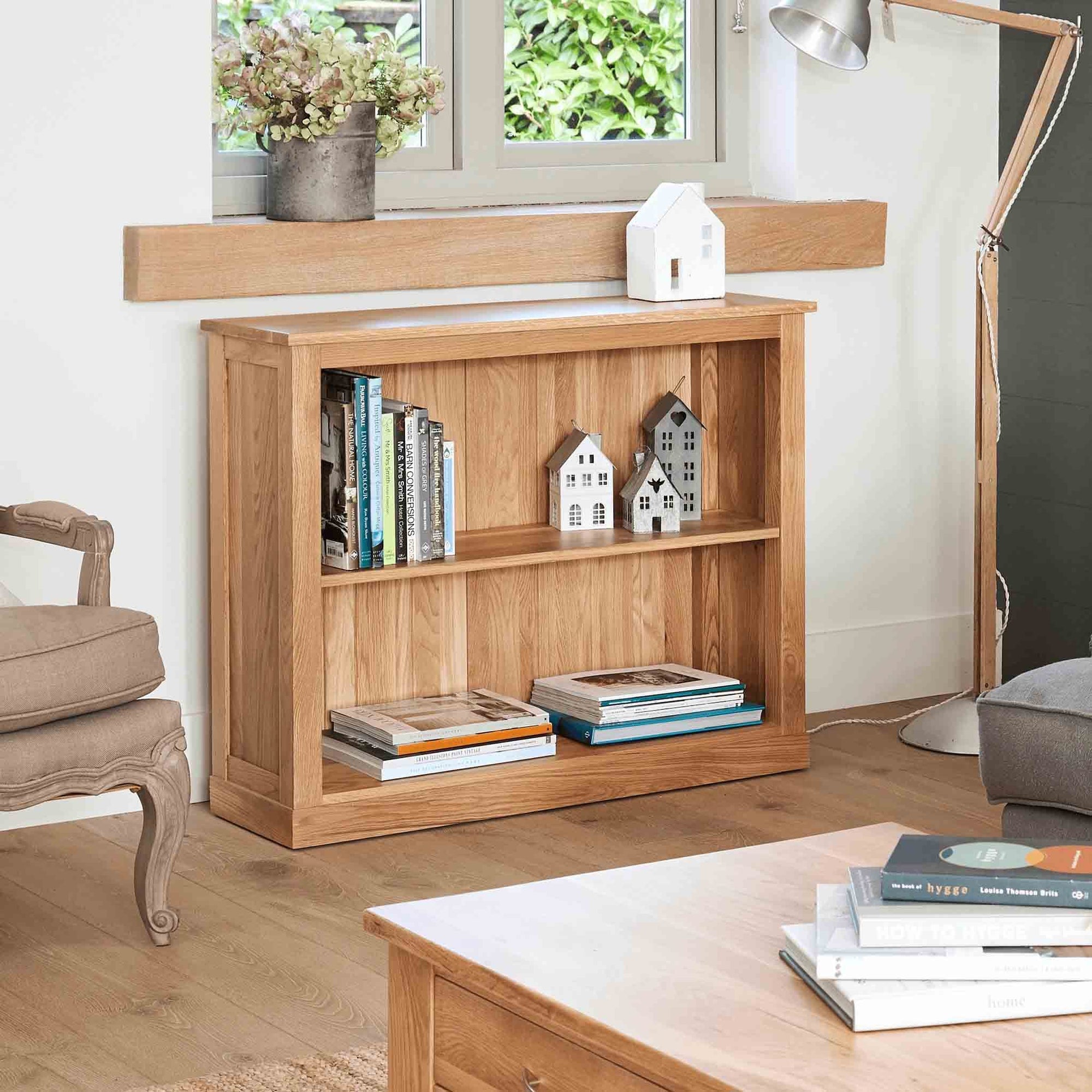 Mobel Oak Low Bookcase by Roseland Furniture