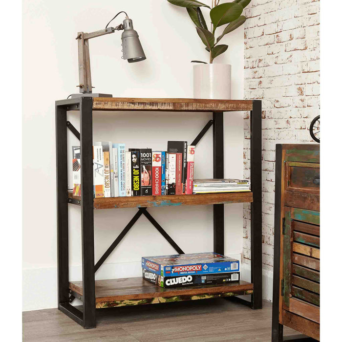 Urban Chic Reclaimed Wood Steel Frame Low Bookcase Roseland