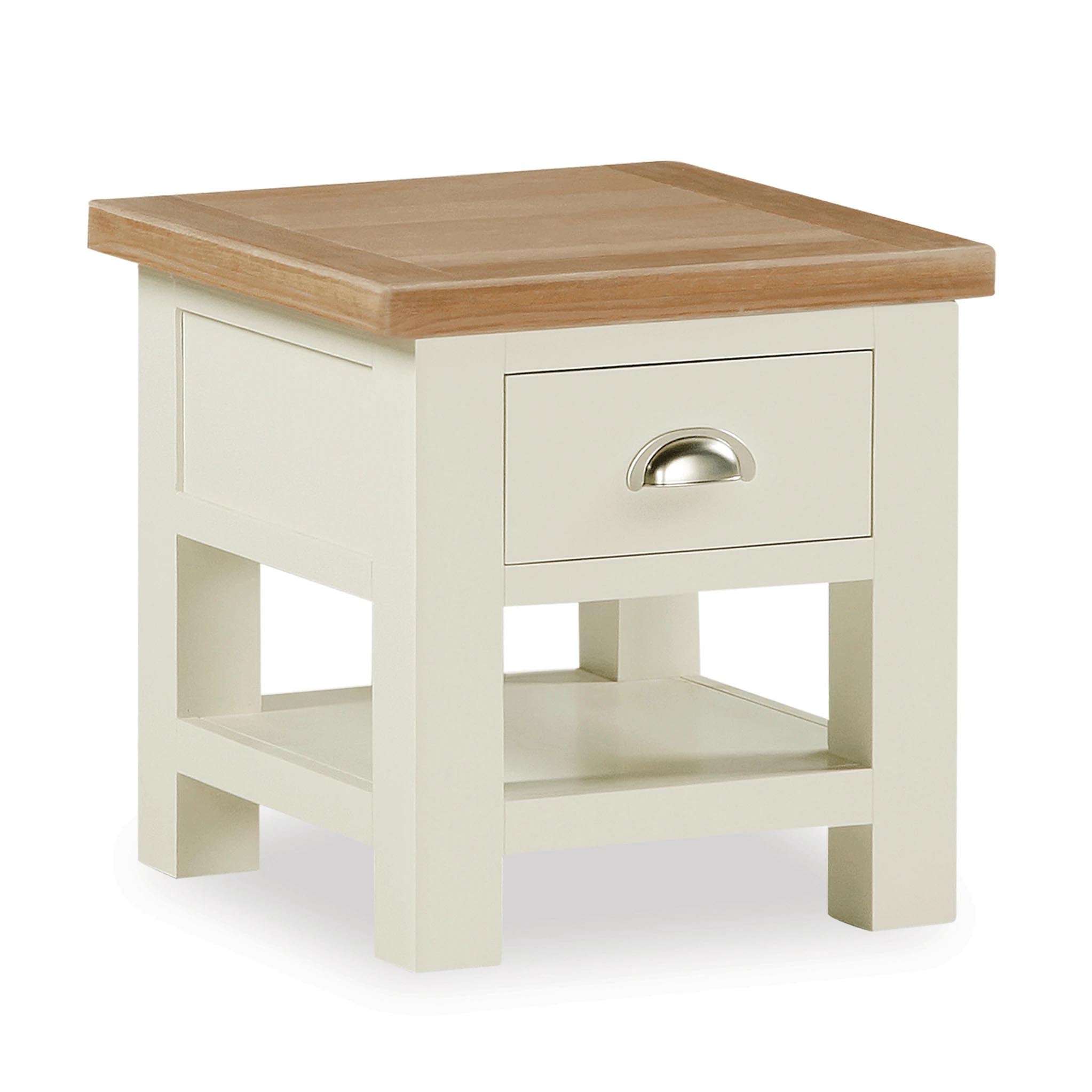 Daymer Cream Painted Lamp Table With Drawer Oak