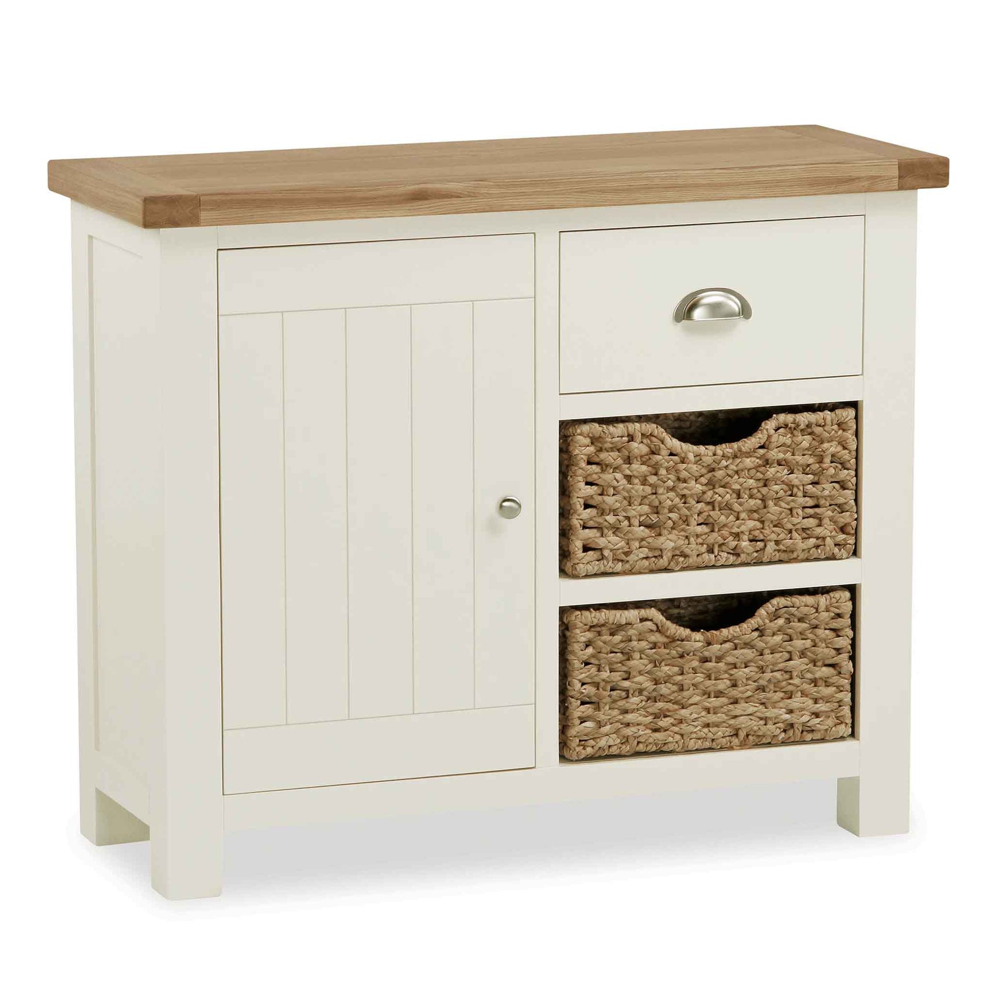 Daymer Cream Painted Small Sideboard With Baskets Roseland Furniture