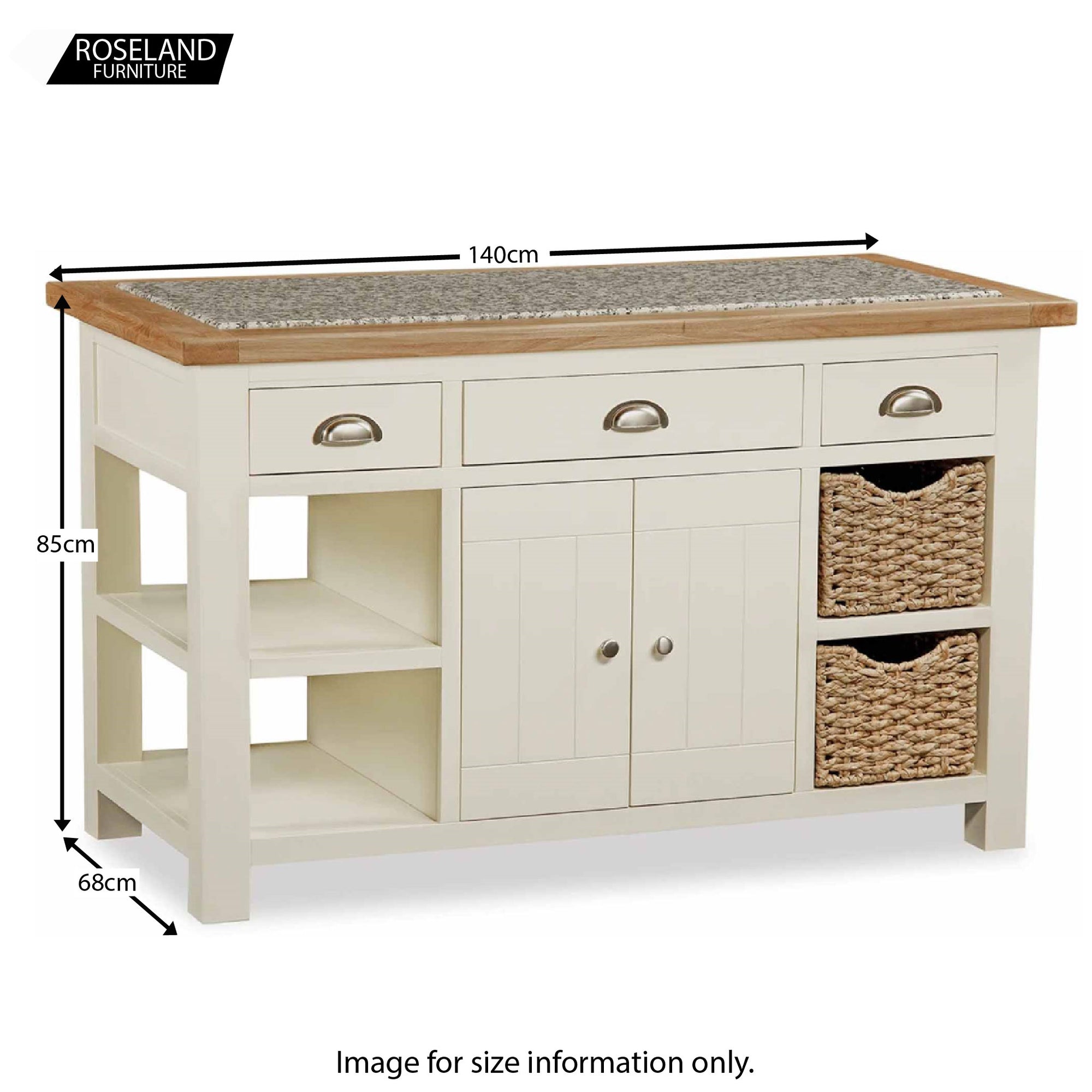 Daymer Cream Painted Kitchen Island With Oak Granite Top Roseland Furniture
