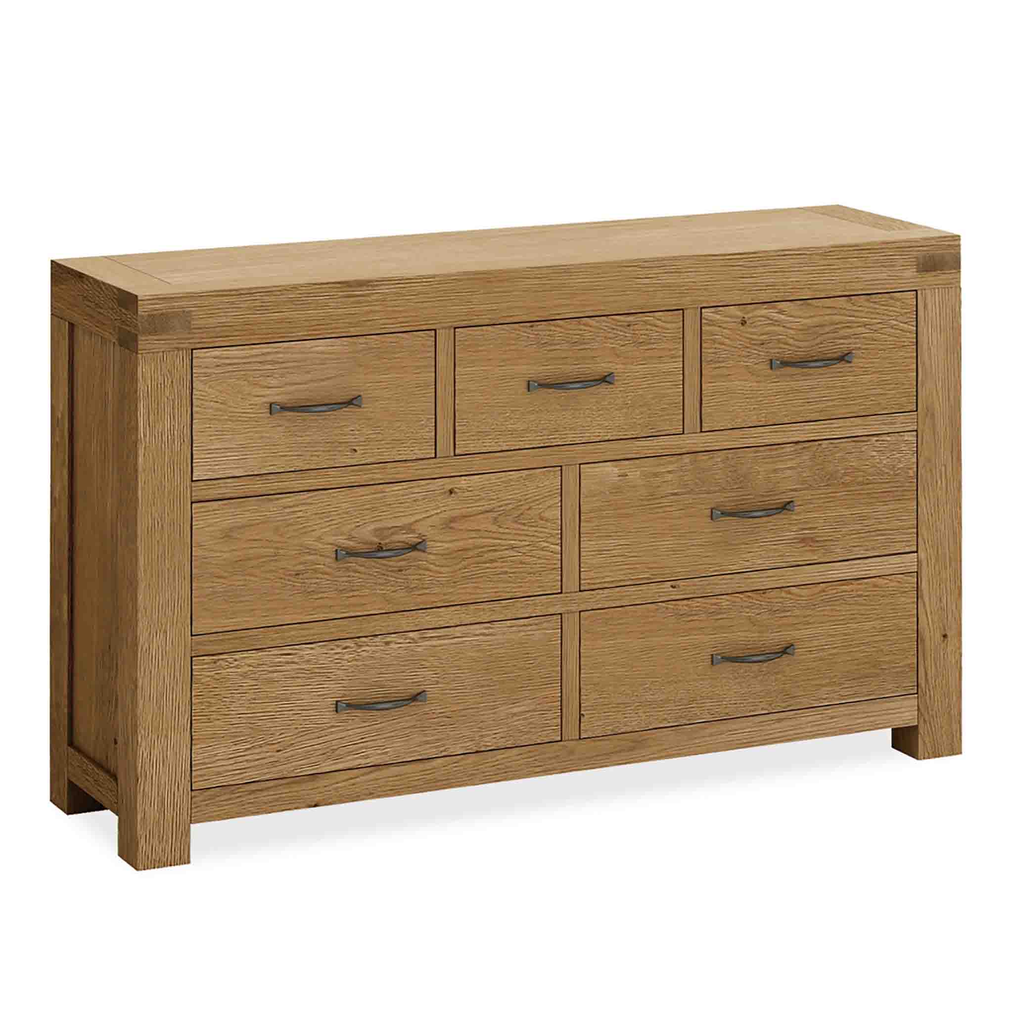 Abbey Grande Large Chest Of Drawers 7 Drawer Solid Wood Waxed Oak