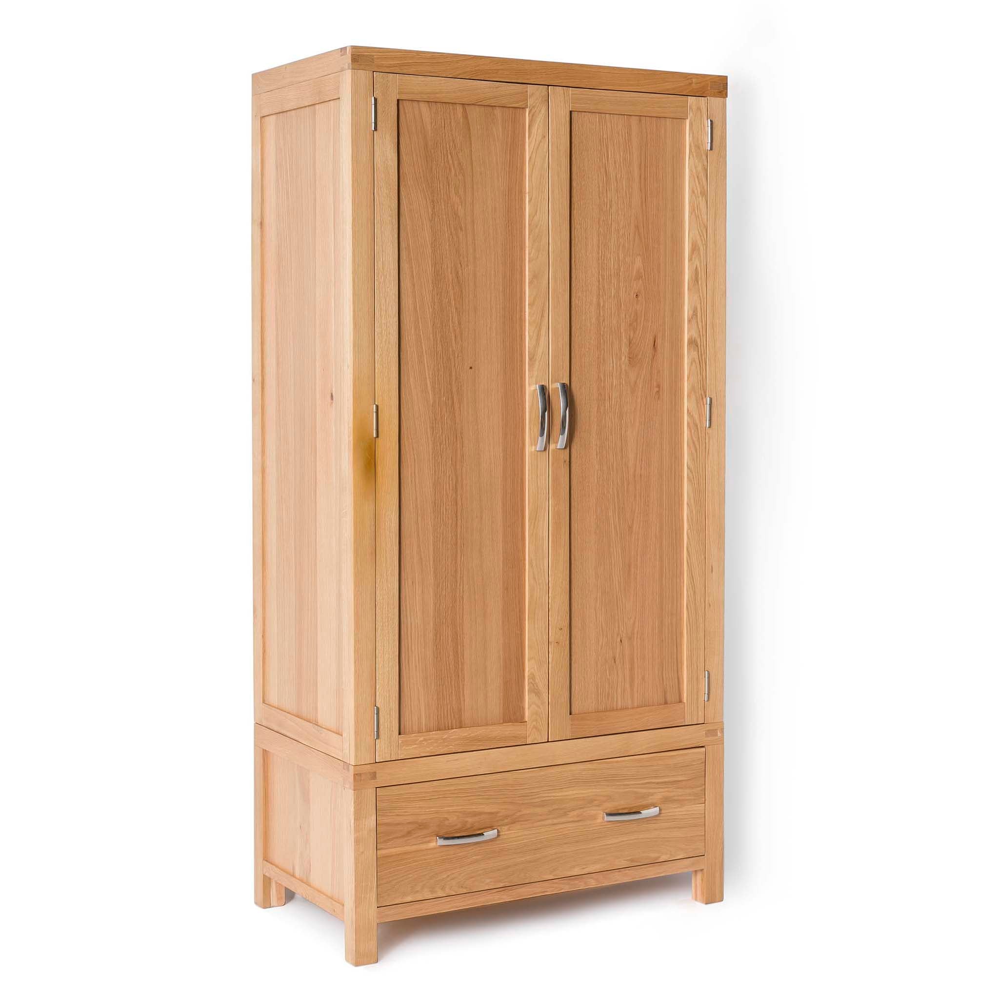 Abbey Light Oak 2 Door Double Wardrobe With Drawer Roseland