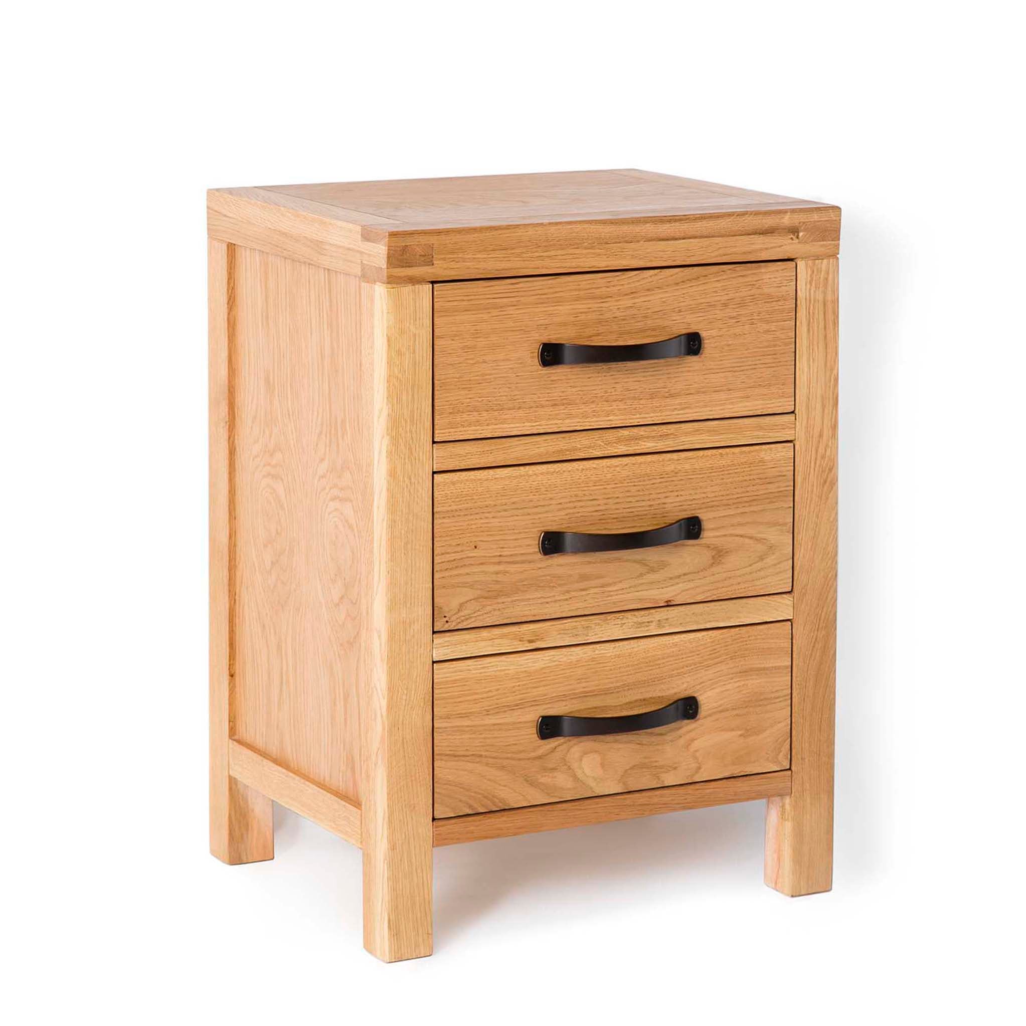 Abbey Waxed 3 Drawer Oak Bedside Table Roseland