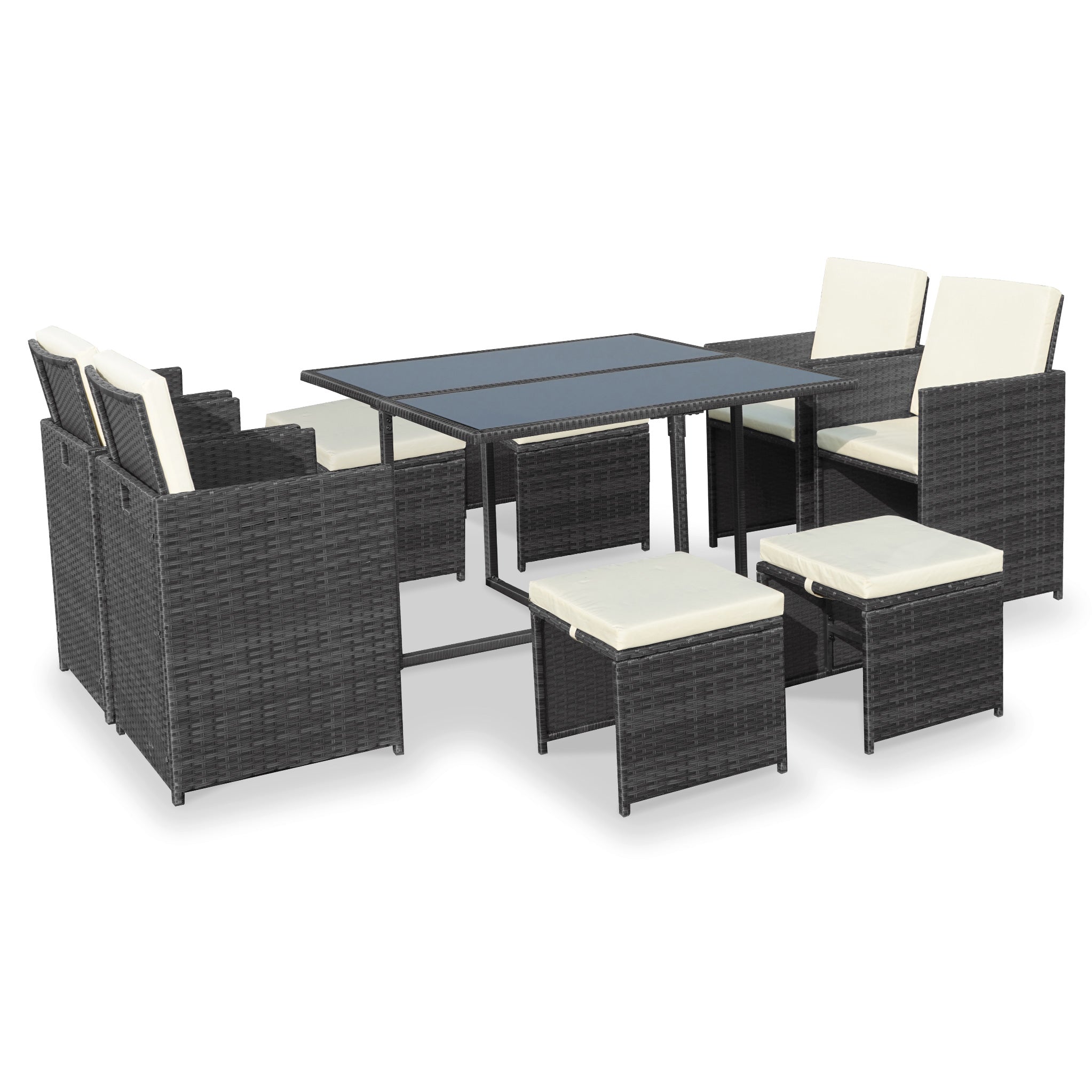 Cannes Outdoor 8 Seat Rattan Garden Cube Dining Set Brown Or Grey Roseland
