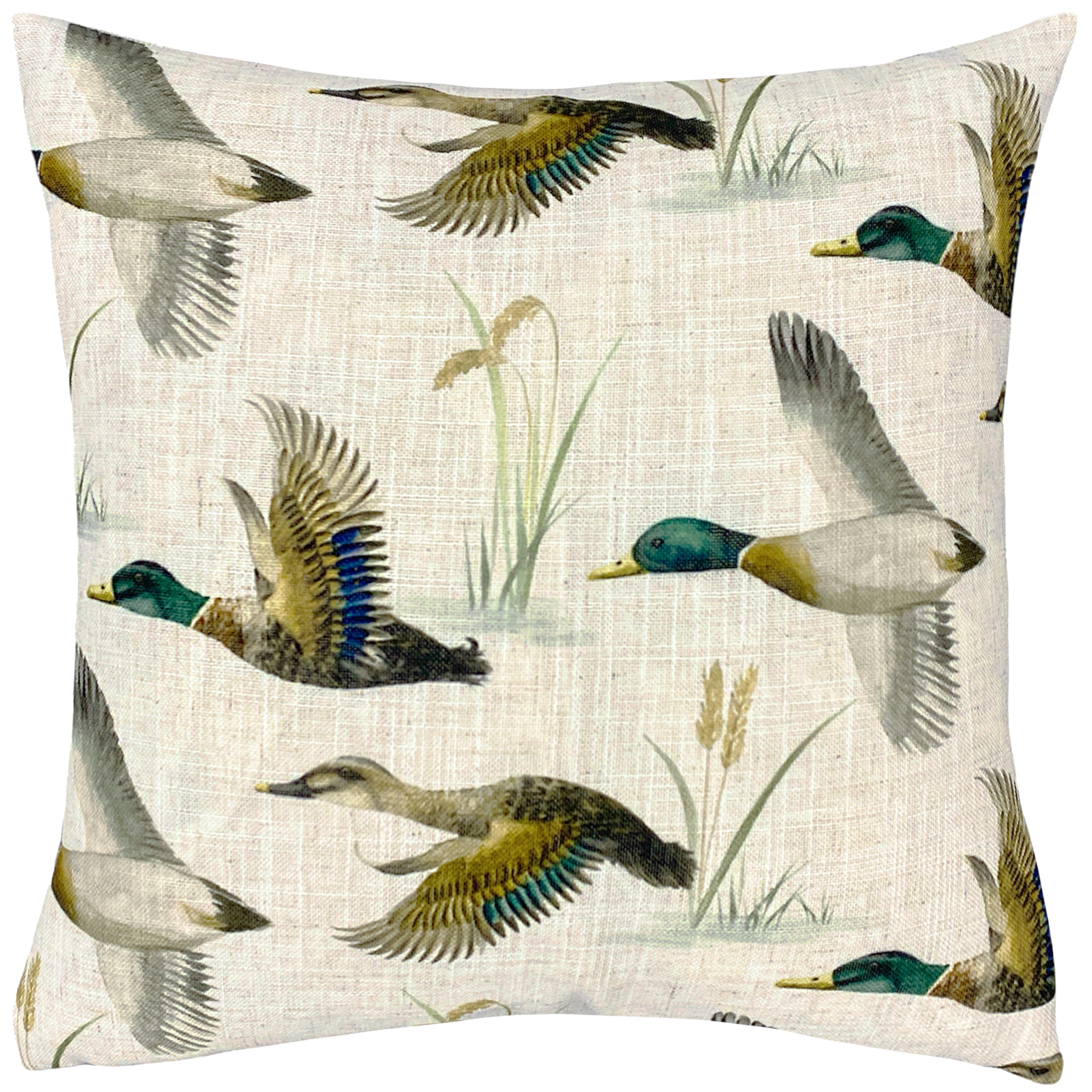 Country Duck Pond 43cm Polyester Linen Square Cushion Roseland