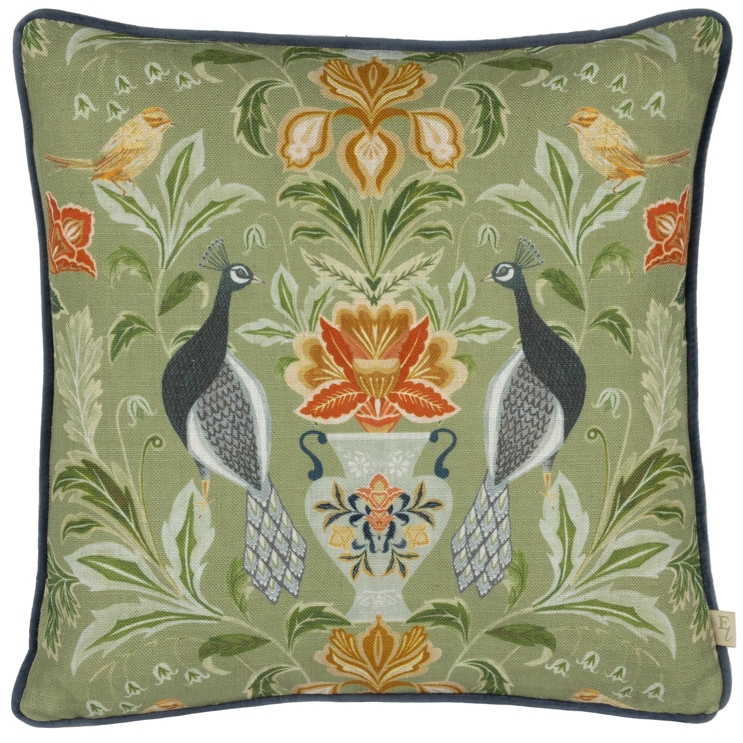 Chatsworth Peacock 43cm Damask Floral Polyester Cushion Roseland