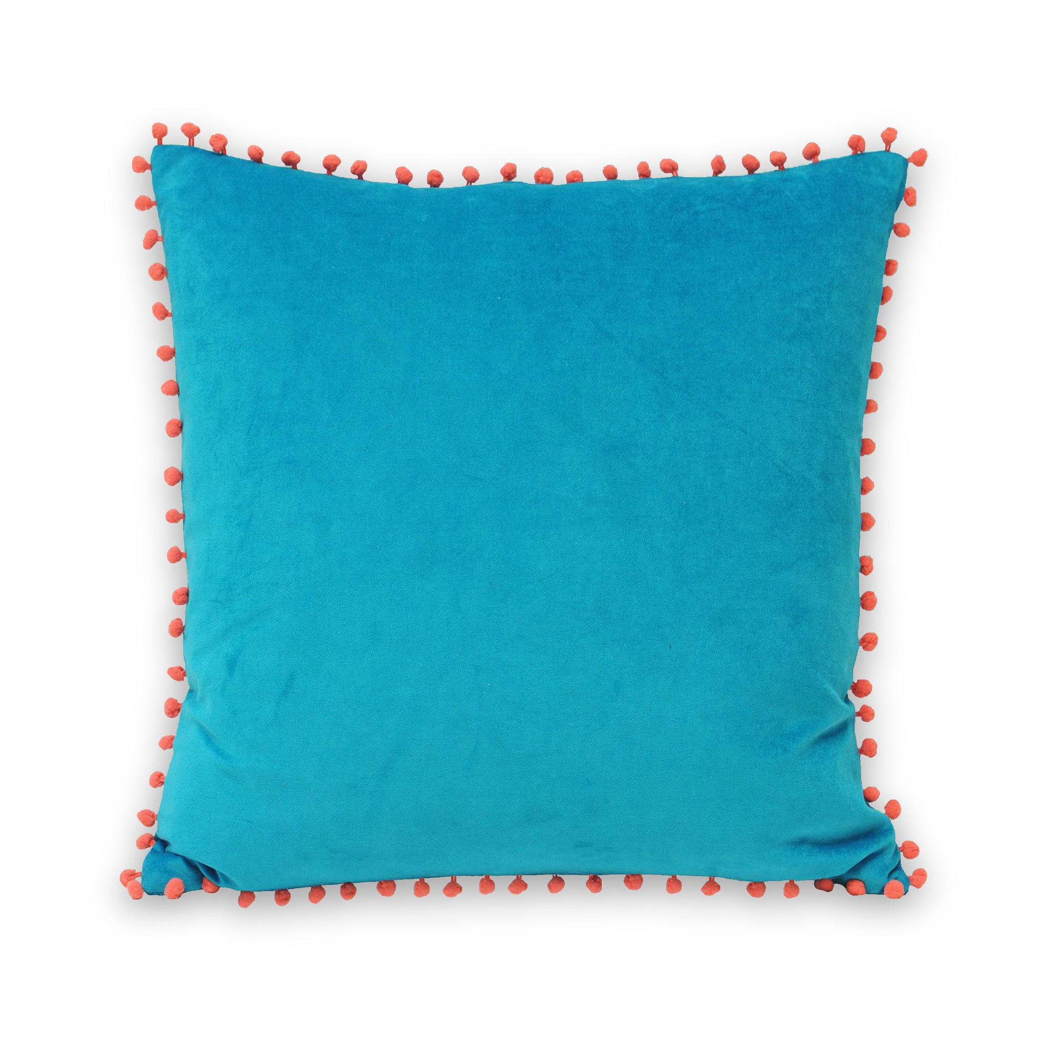 Cusco Pompom Cotton Square Scatter Cushion Velvet Accent Pillow