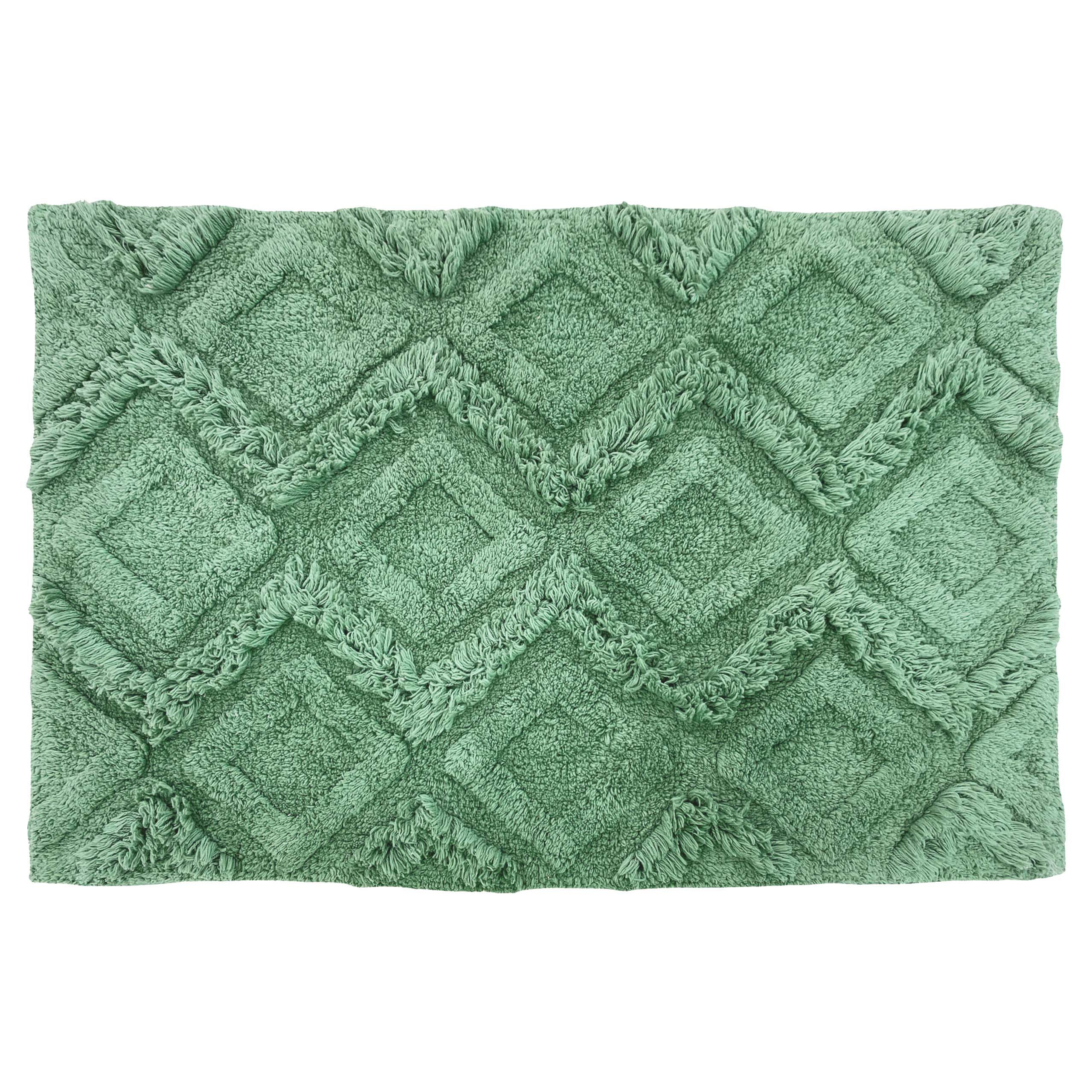 Diamond Tufted Anti Slip Bath Mat 100 Cotton 80cm Rectangular Bath Rug