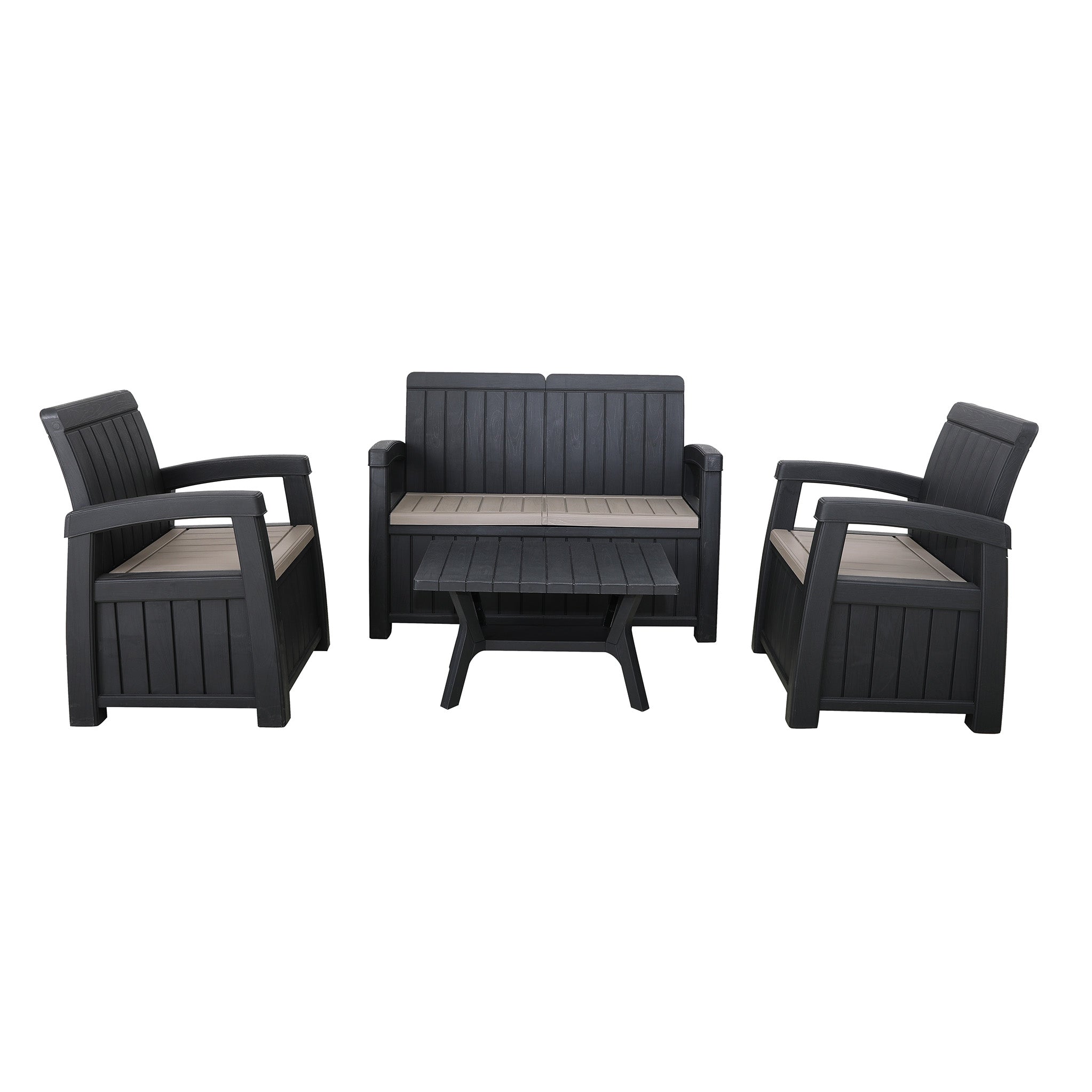 Faro Outdoor Living 4 Seat Black Garden Lounge Set Roseland