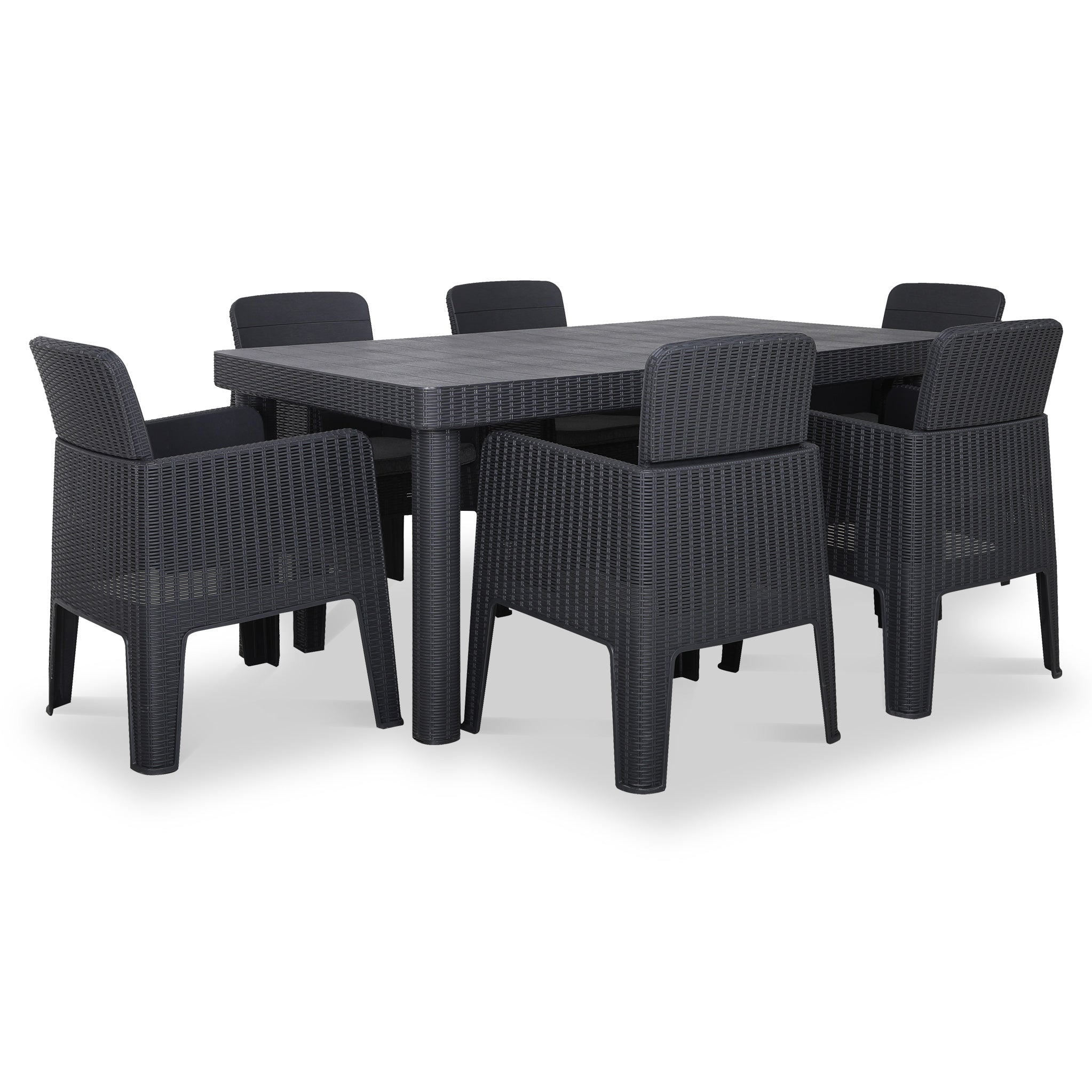 Faro Outdoor 6 Seater Rectangular Garden Rattan Dining Set Roseland