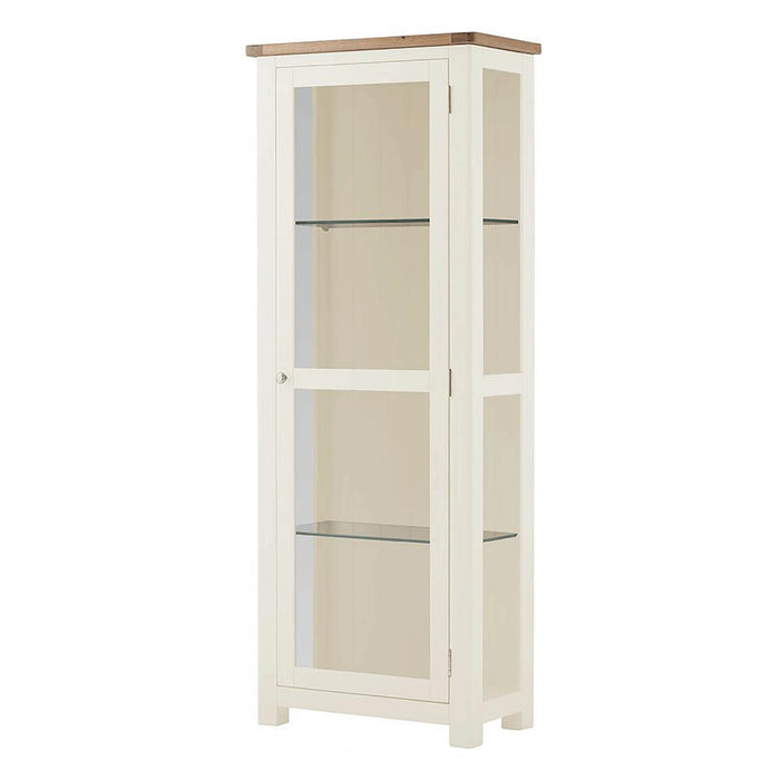 Padstow White Glass Display Cabinet Adjustable Shelves Solid