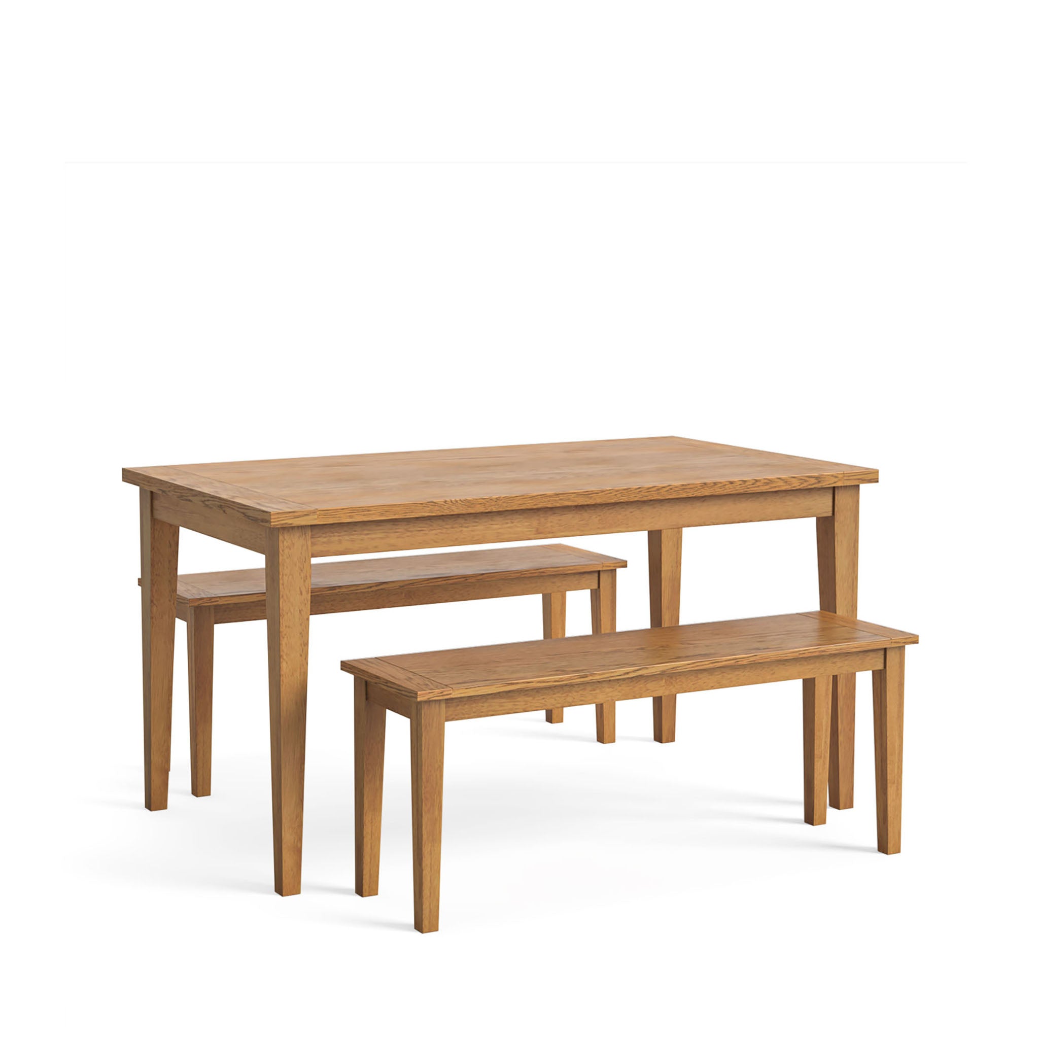 Fran Oak 120cm Dining Set With Dining Benches Roseland