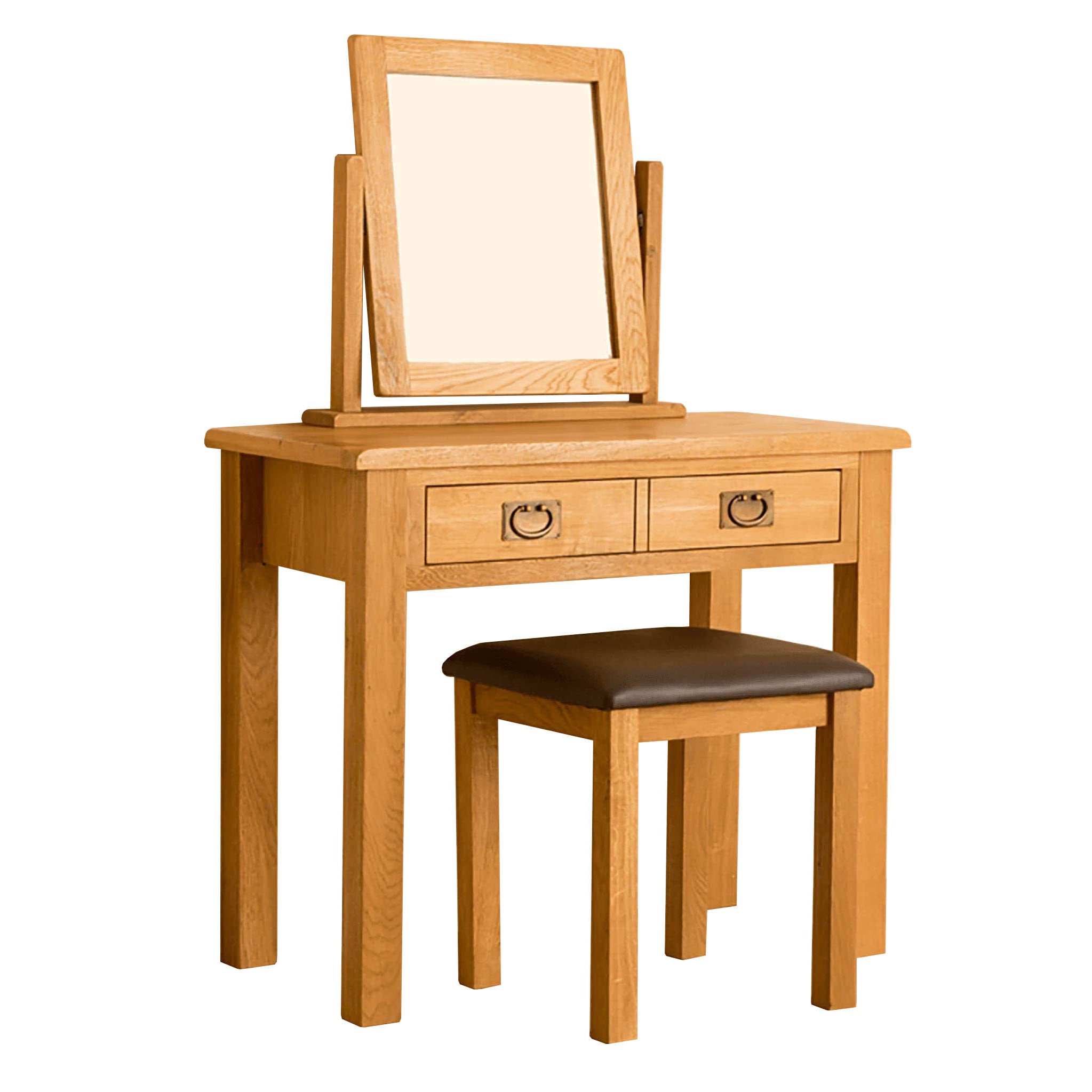 Lanner Oak Dressing Table With Leather Stool Mirror Roseland