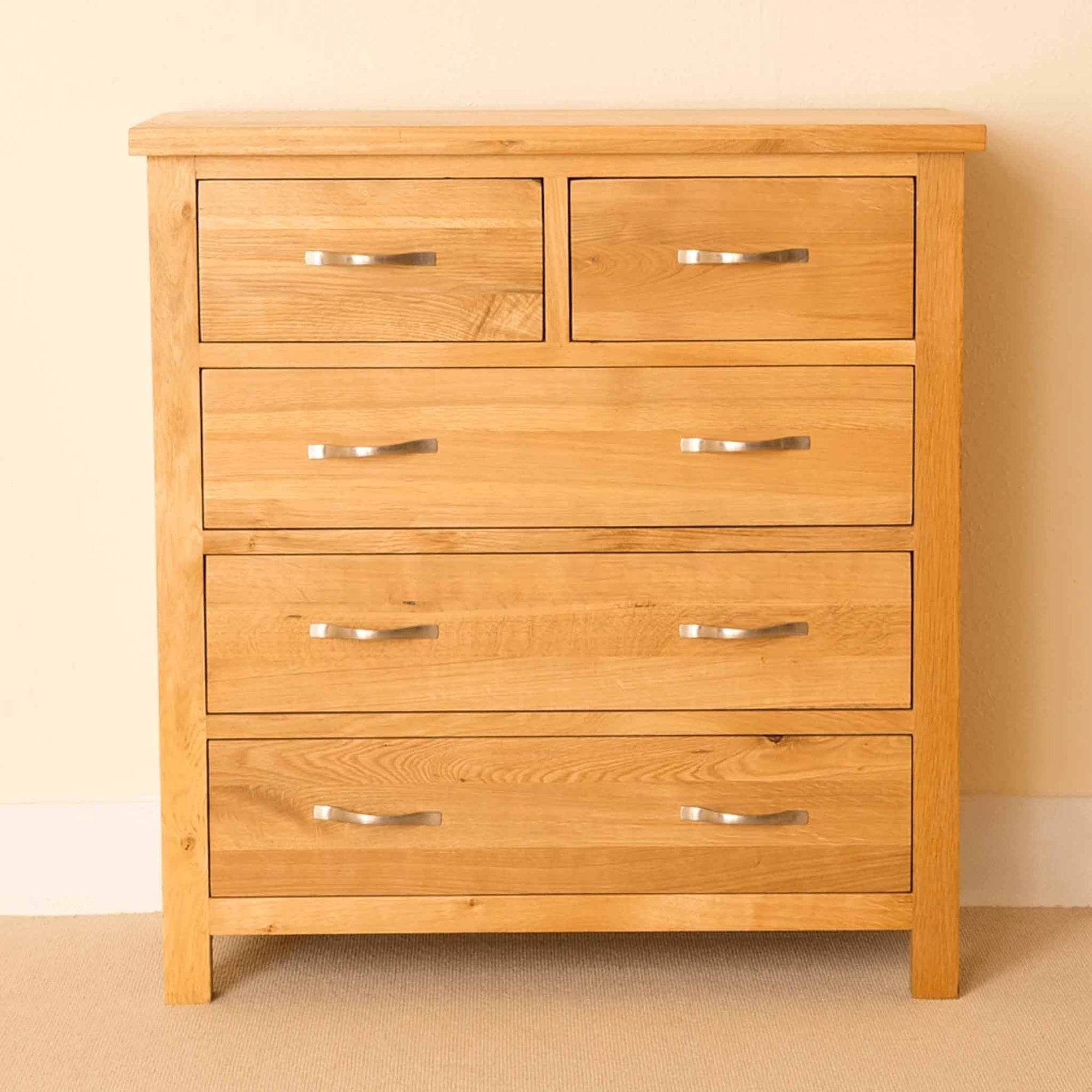 Newlyn Oak 2 over 3 Chest of Drawers, Solid Wooden Bedroom Storage