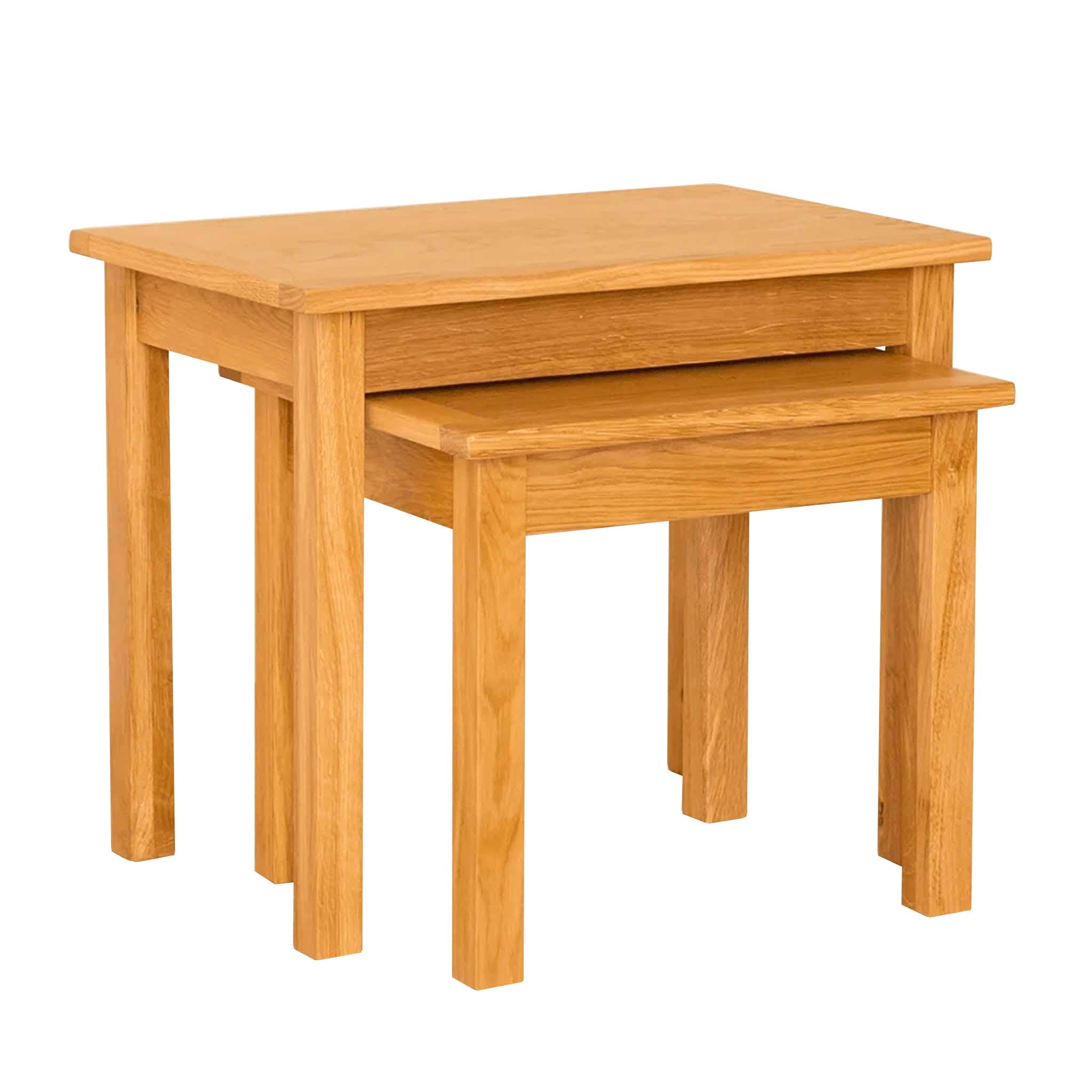 Newlyn Oak Nest Of 2 Tables Solid Wood Side Tables Modern Light Oak