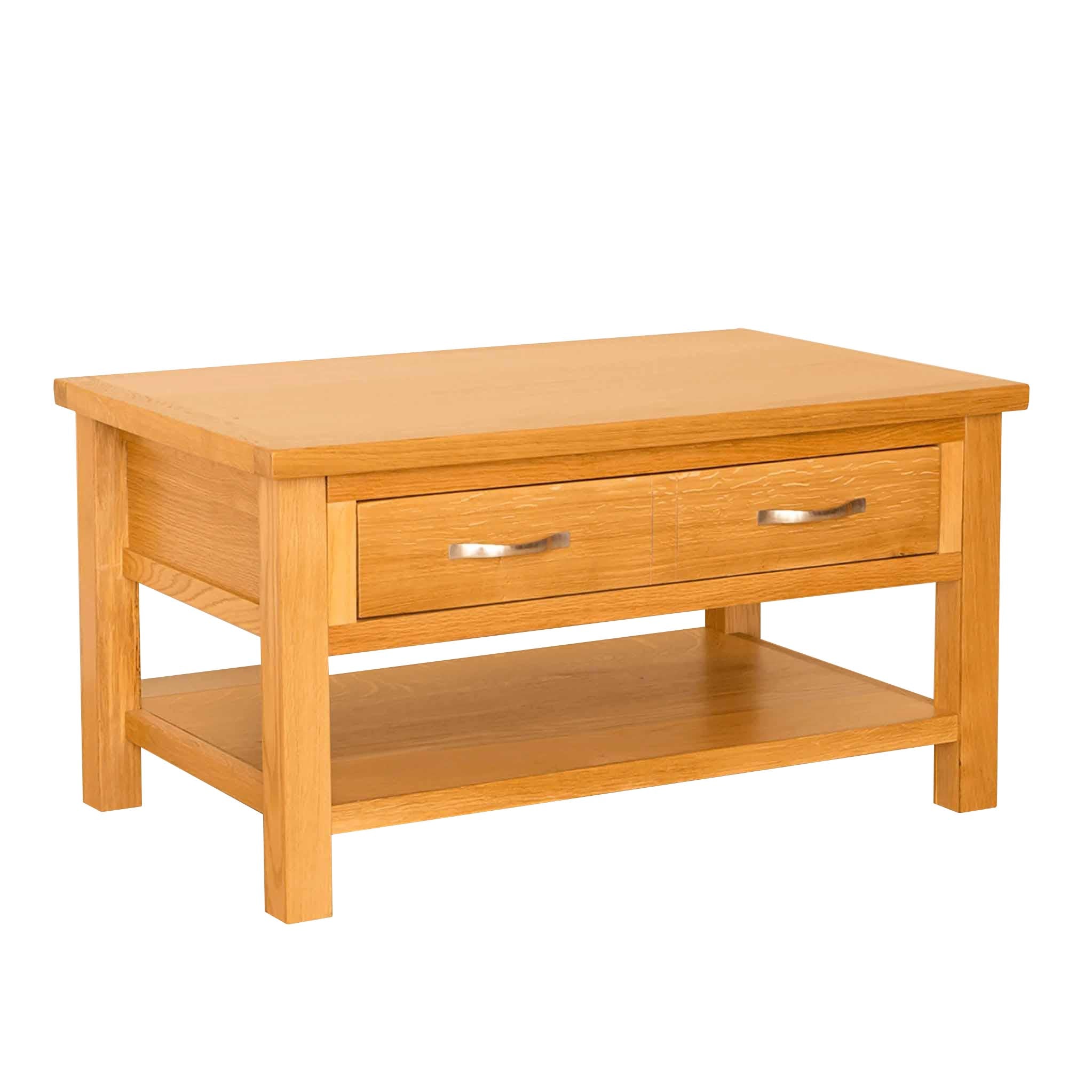 Newlyn Oak Coffee Table Drawer Storage W90cm Modern Light Oak
