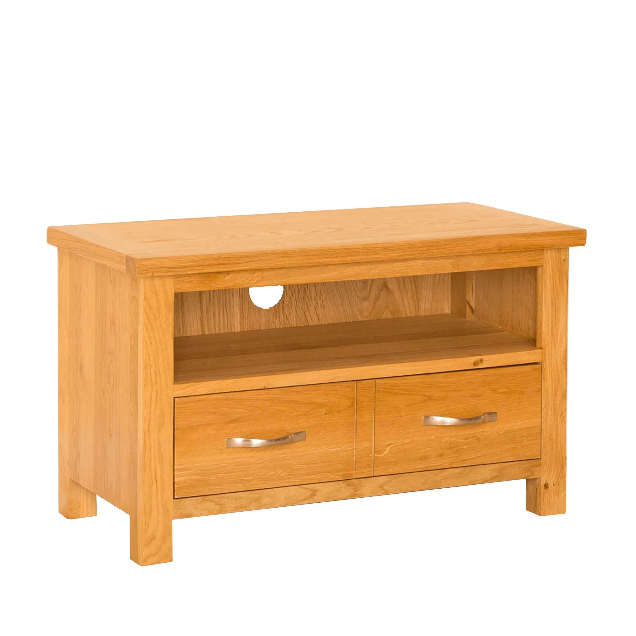 Newlyn Oak Small Modern Tv Stand Drawer 85cm Screens Up To 42