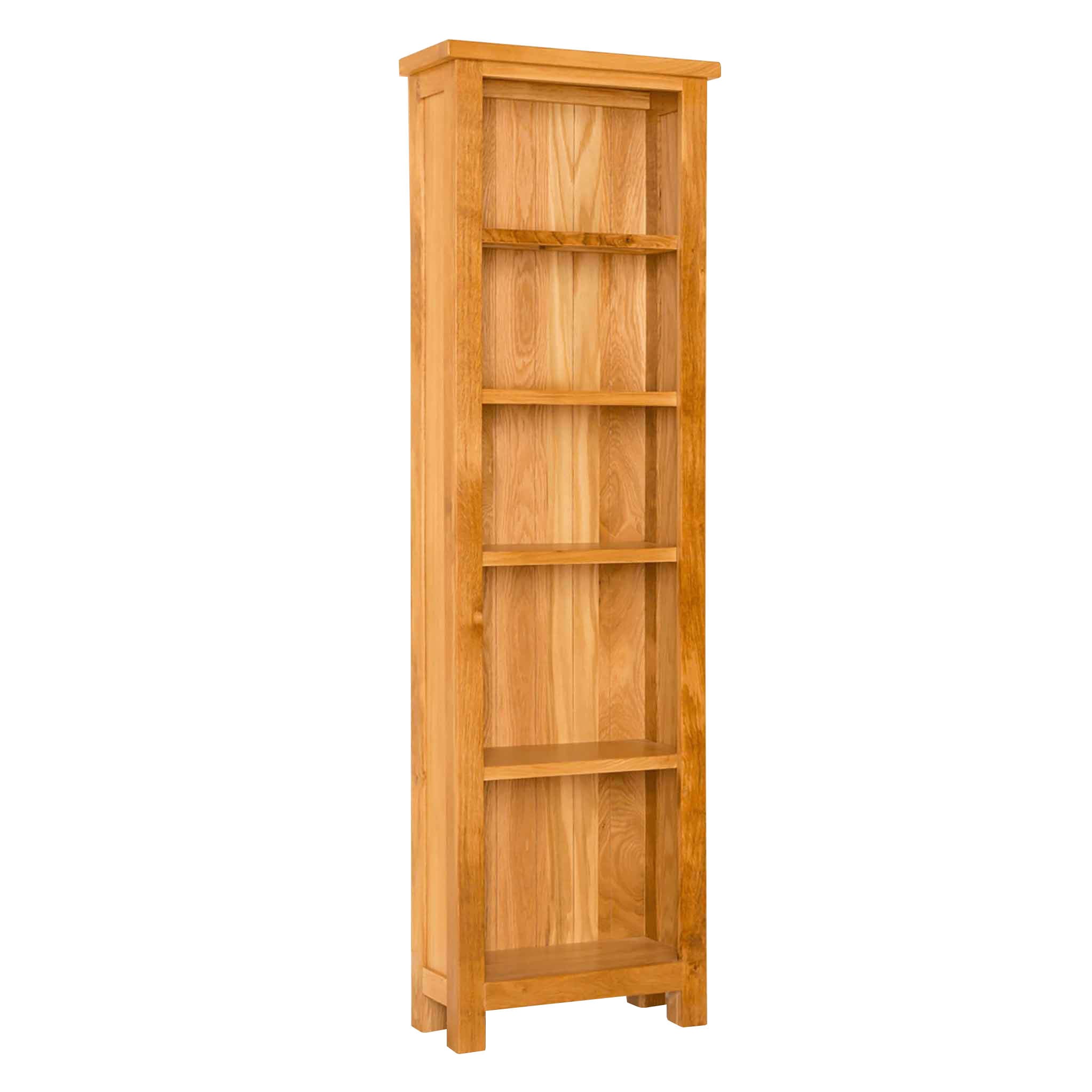 Newlyn Light Oak Tall Narrow Bookcase Solid Wood Roseland