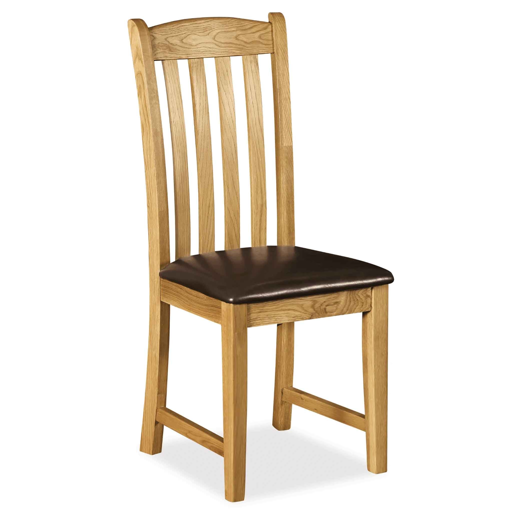 Zelah Oak Solid Wooden Dining Chair With Faux Leather Seat Roseland