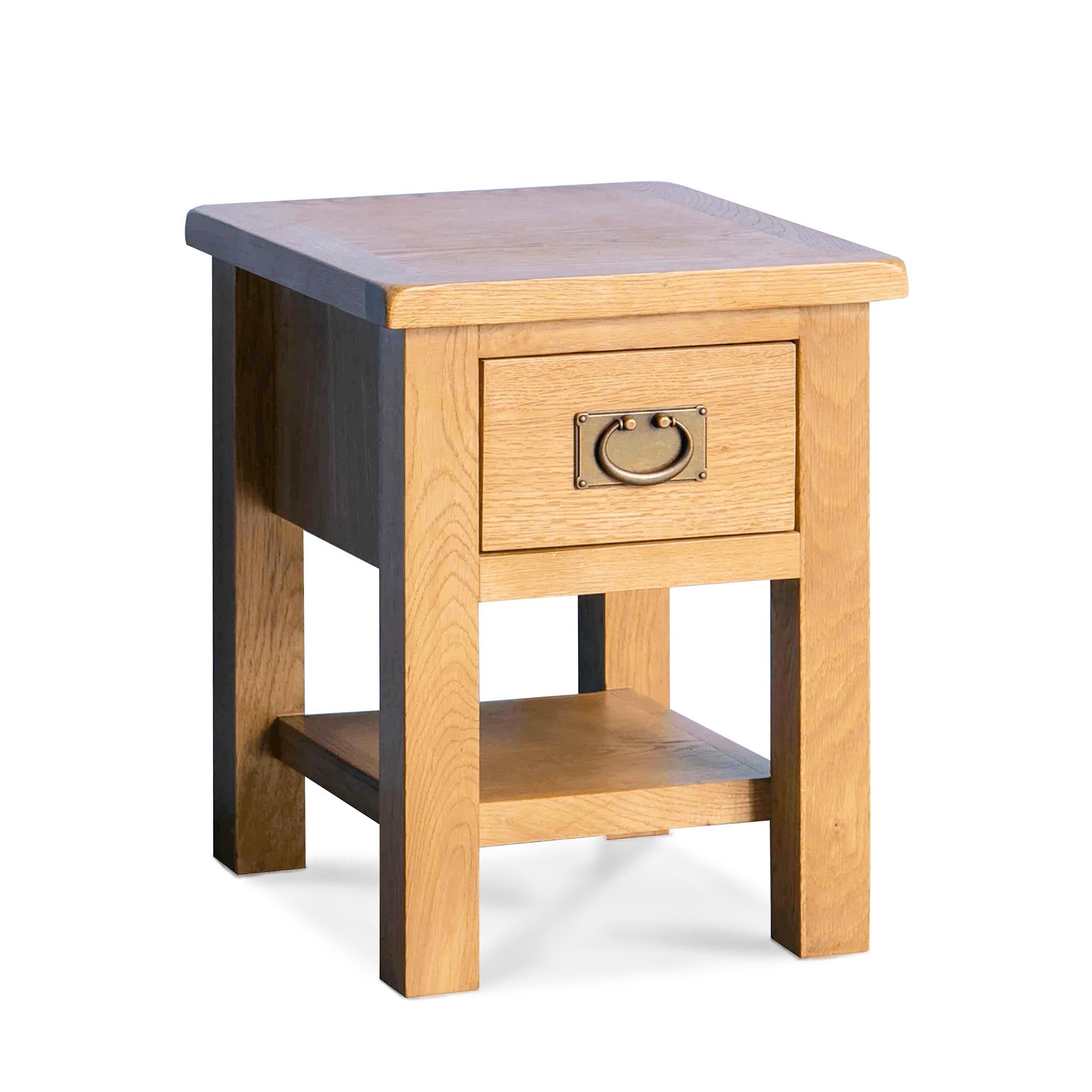 Surrey Oak Lamp Table 1 Drawer Shelf Rustic Waxed Oak