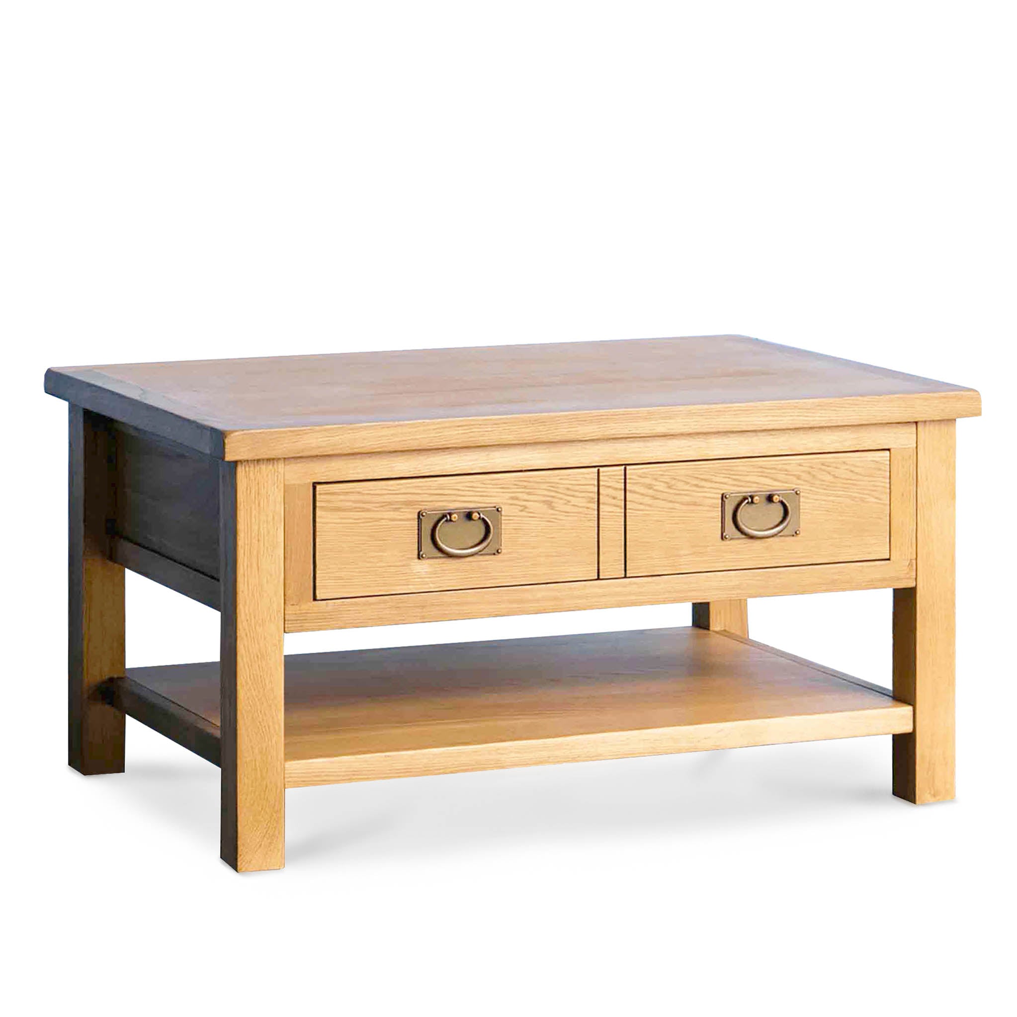 Surrey Oak Coffee Table With Drawer Solid Wood Rustic Waxed Oak