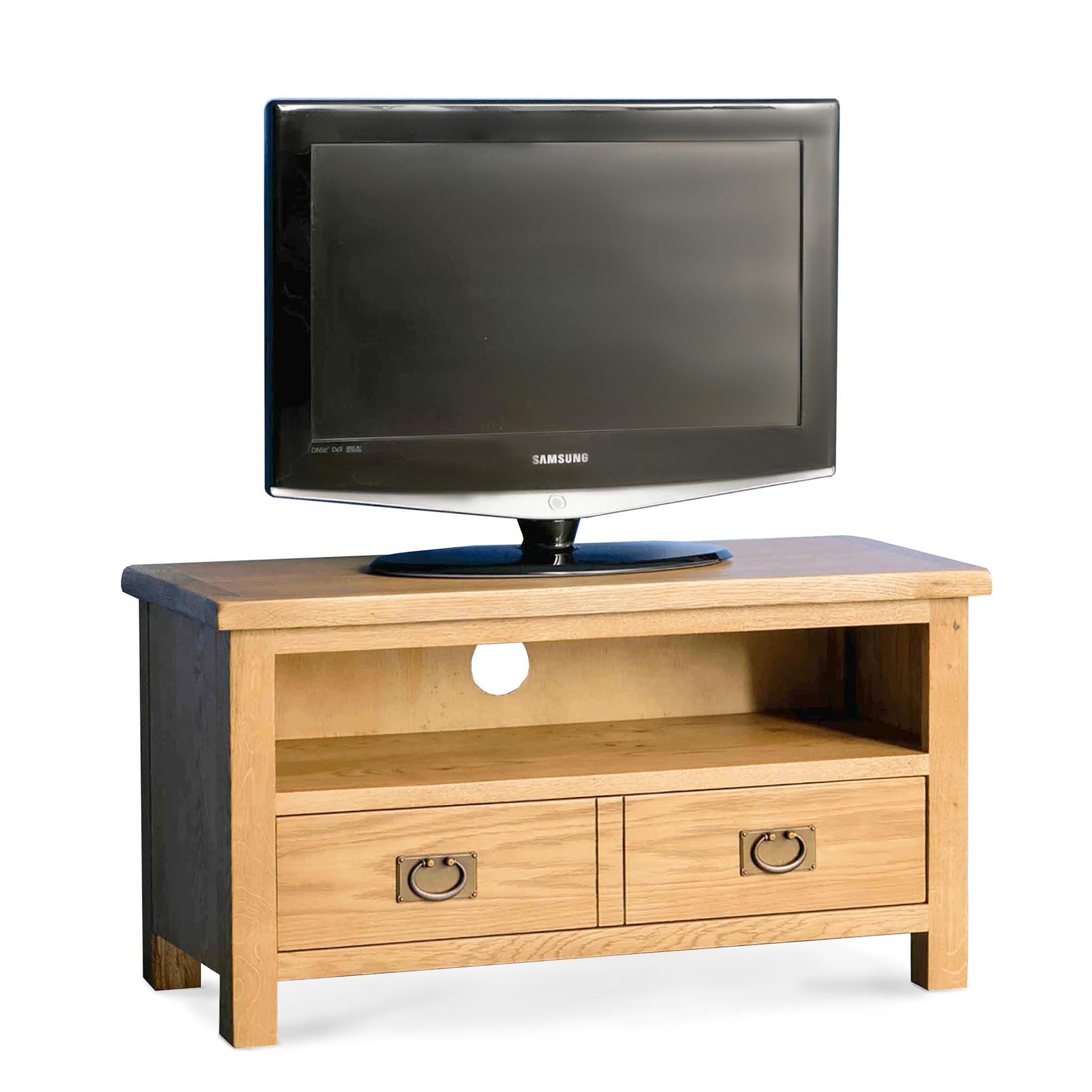 Surrey Oak 90cm Small Tv Stand Screens Up To 40 Rustic Waxed Oak