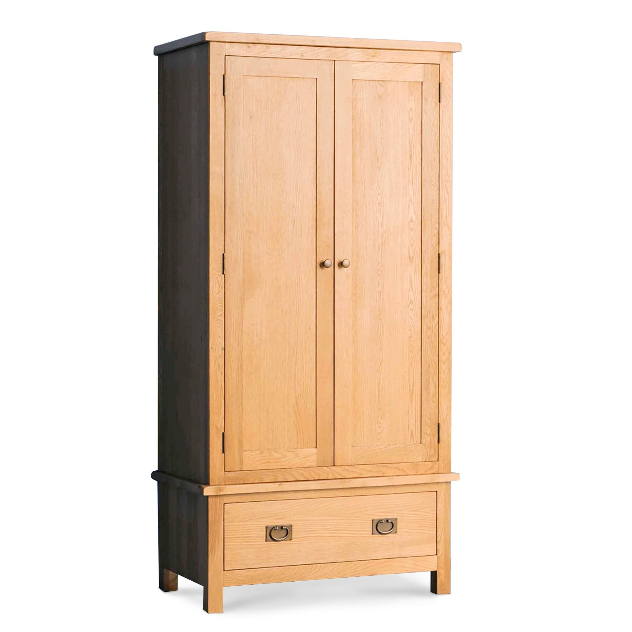 Surrey Oak Double Wardrobe With Drawers Rustic Waxed Oak