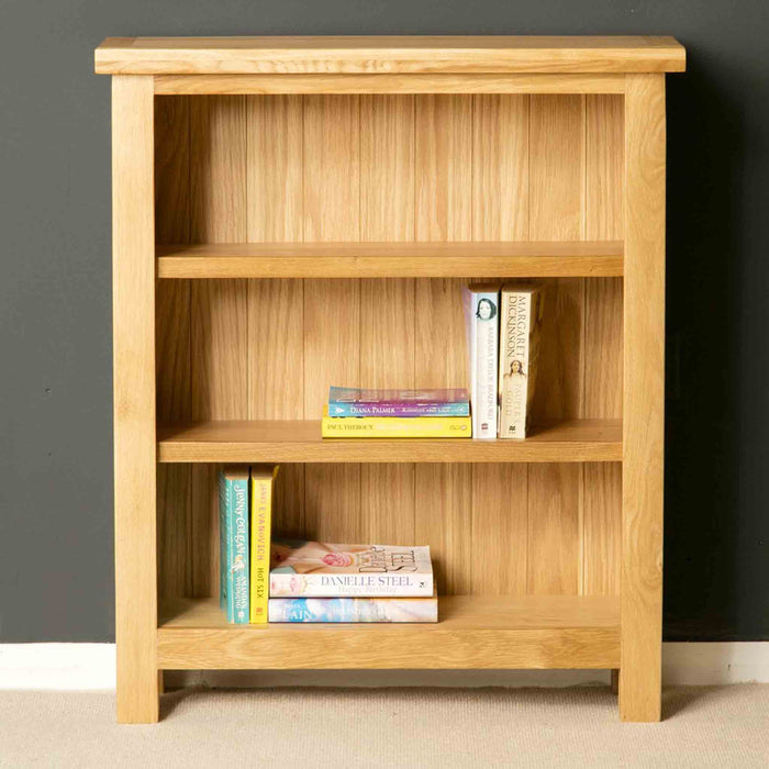 London Oak Small Bookcase W 70cm Solid Wood Light Oak