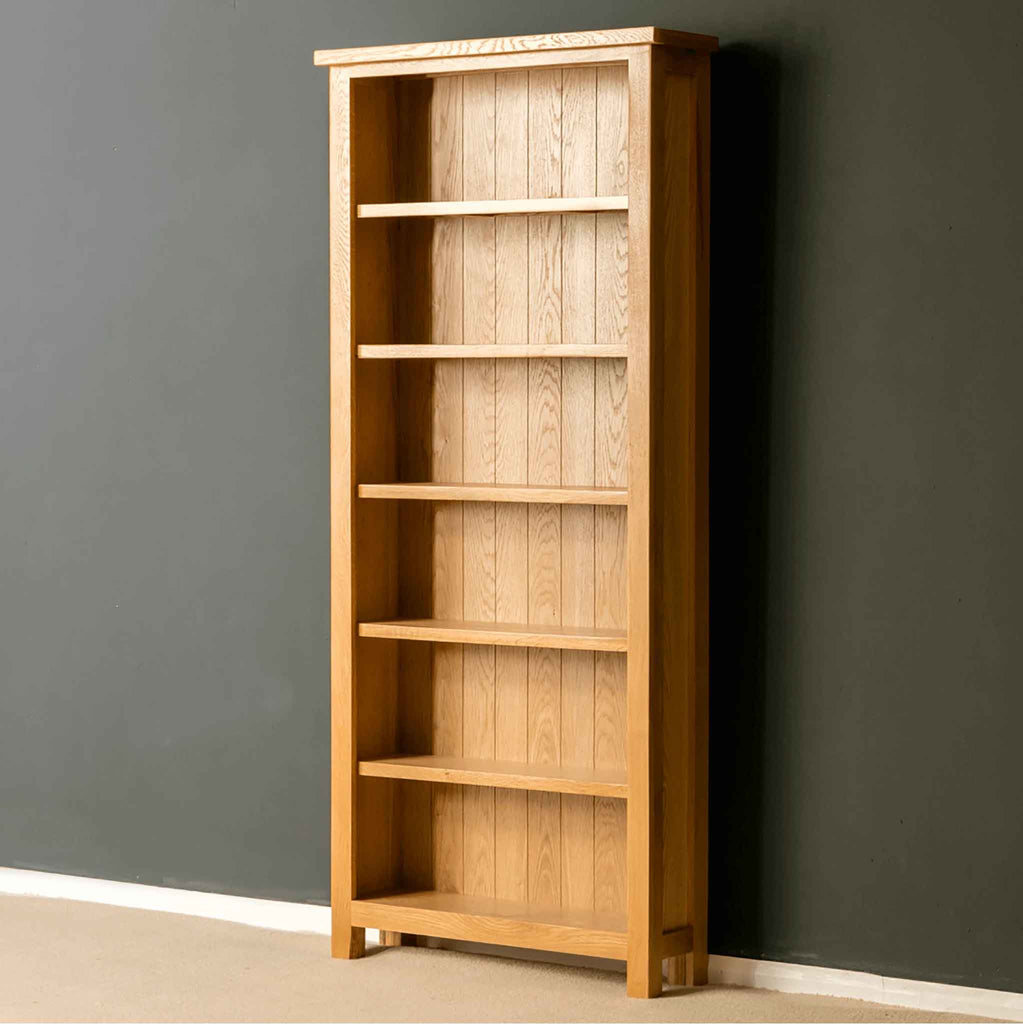 London Oak Large Bookcase H180cm W80cm Solid Wood Light Oak — Roseland Furniture