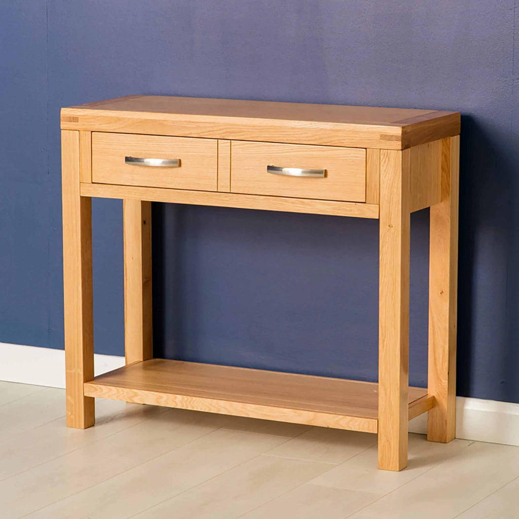 Abbey Light Oak Hall Table with Drawer Roseland Furniture