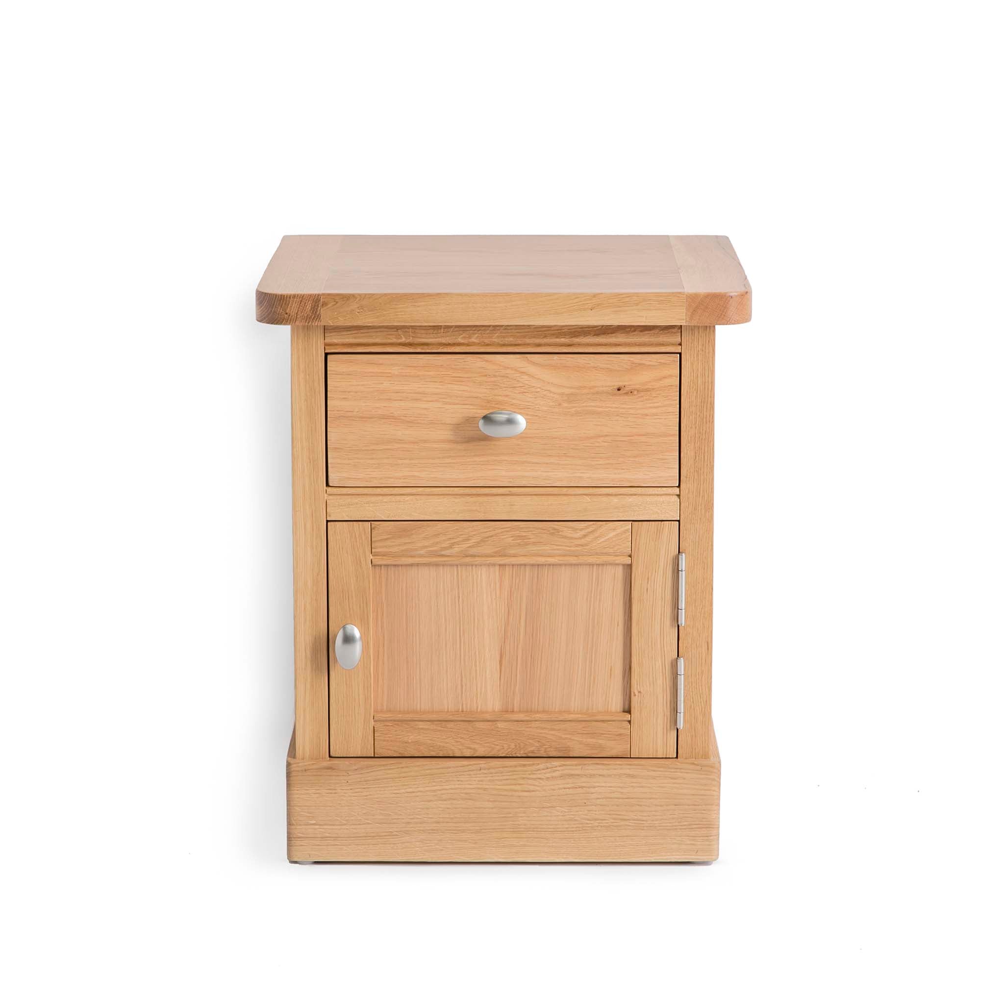 Hampshire Light Oak Lamp Table With Drawer Cupboard Solid Oak