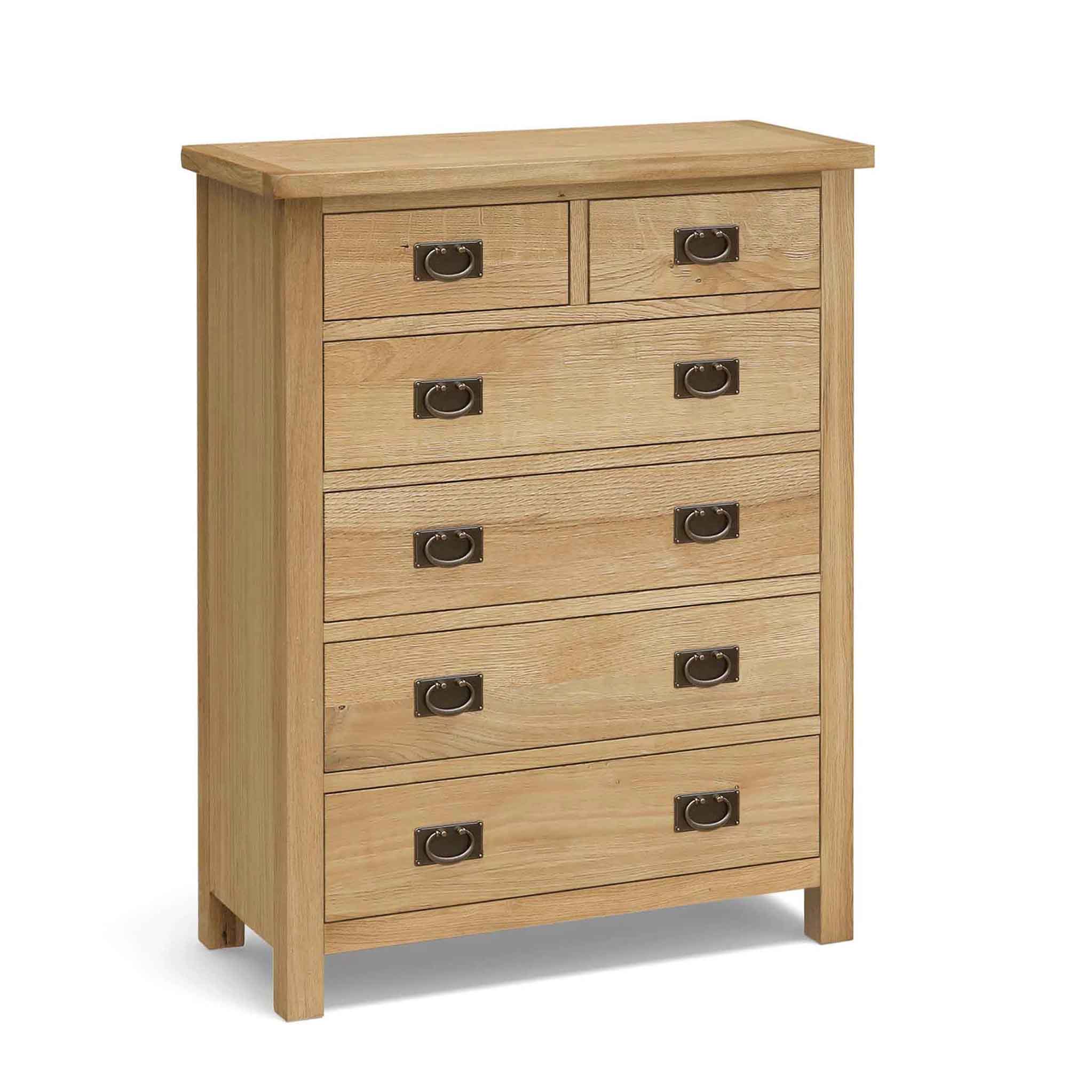 Surrey Oak 2 Over 4 Chest Of Drawers Rustic Waxed Oak