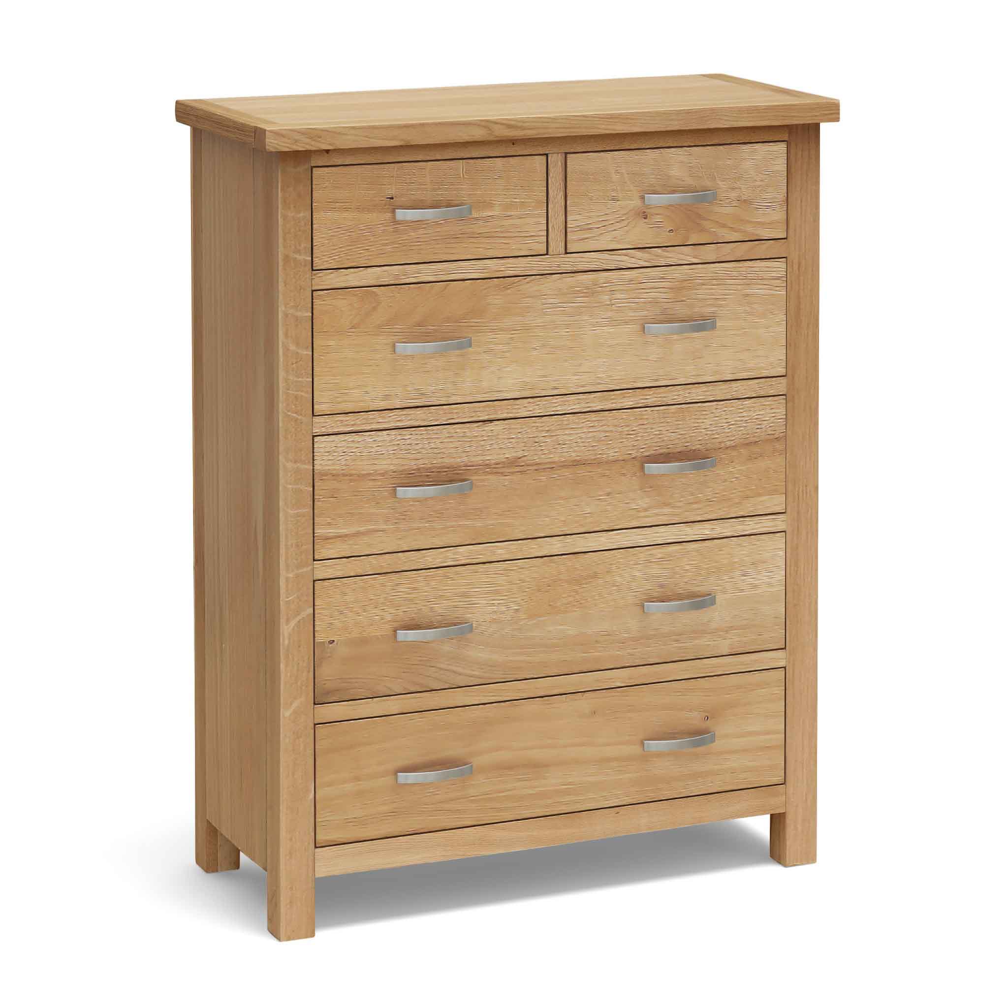 London Oak Chest Of 6 Drawers H109cm Solid Wood Roseland