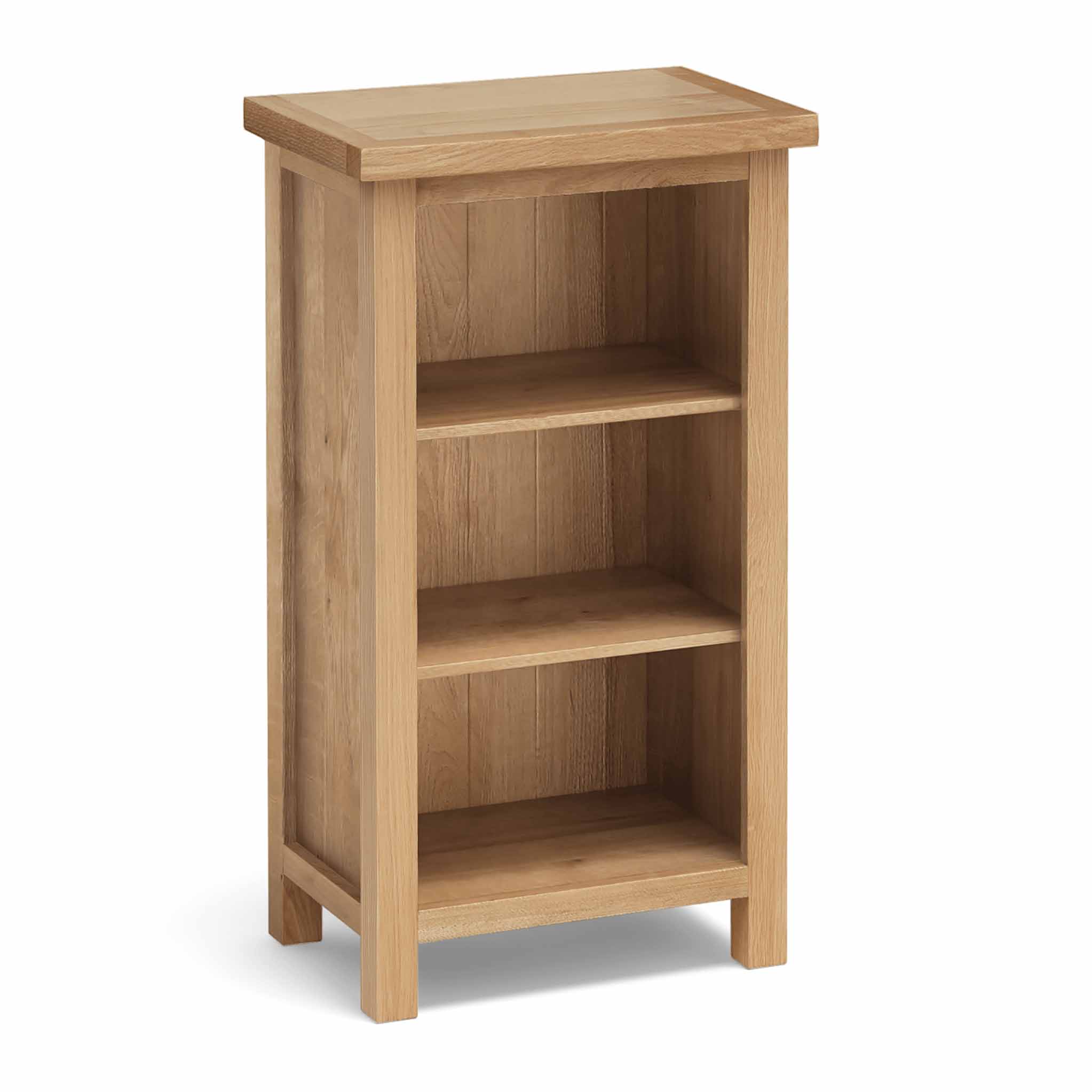 London Oak Small Bookcase 3 Shelves Solid Wood Roseland