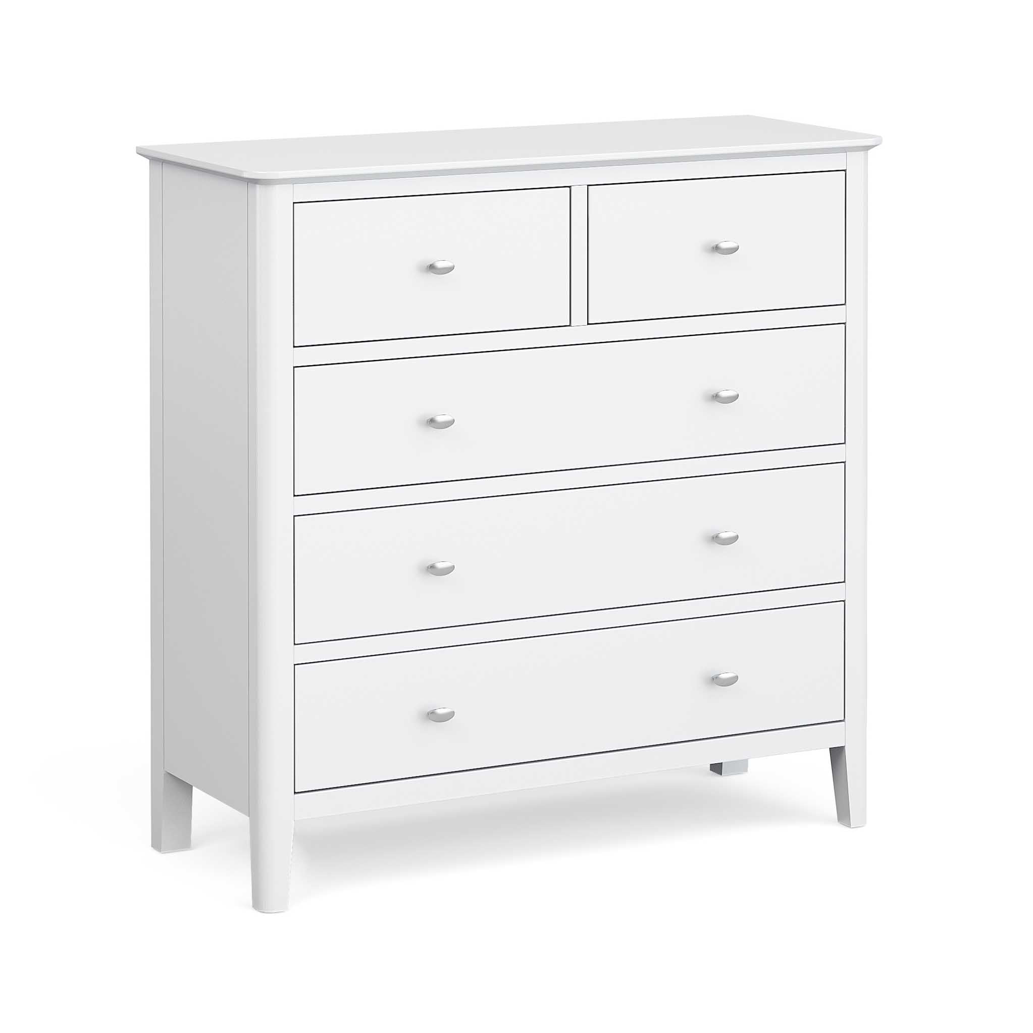 Chester White Scandi 2 Over 3 Chest Of Drawers Solid Wood Roseland
