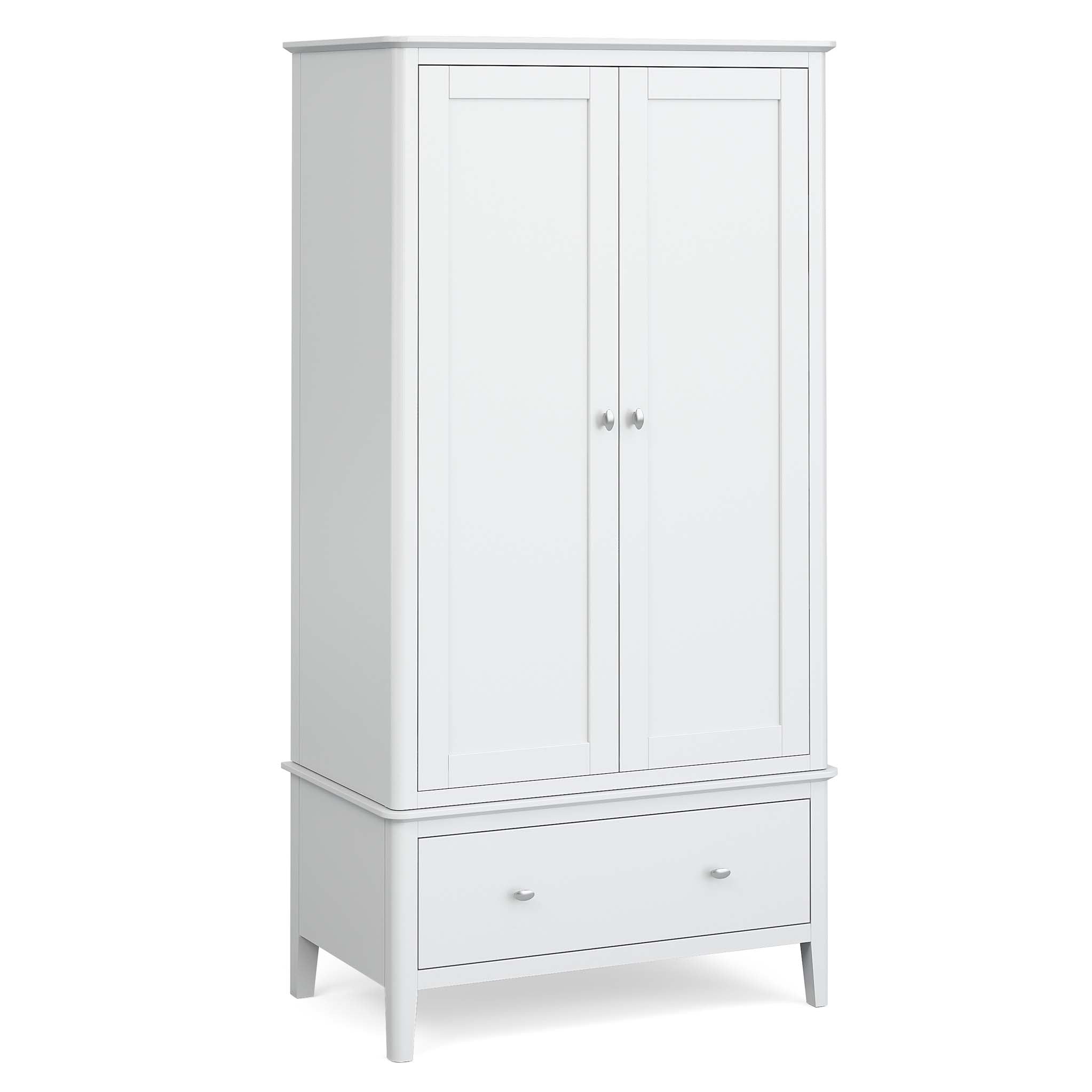 White Double Wardrobe With Drawer Roseland