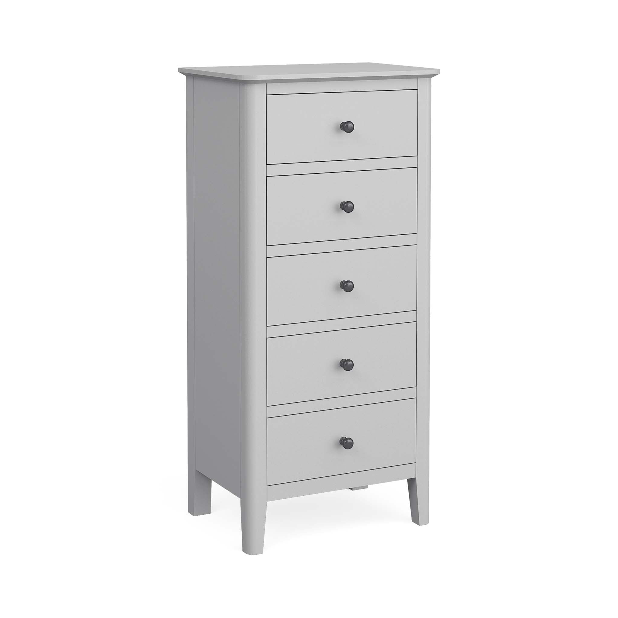 Elgin Light Grey Wooden Tallboy Chest With 5 Drawers Roseland