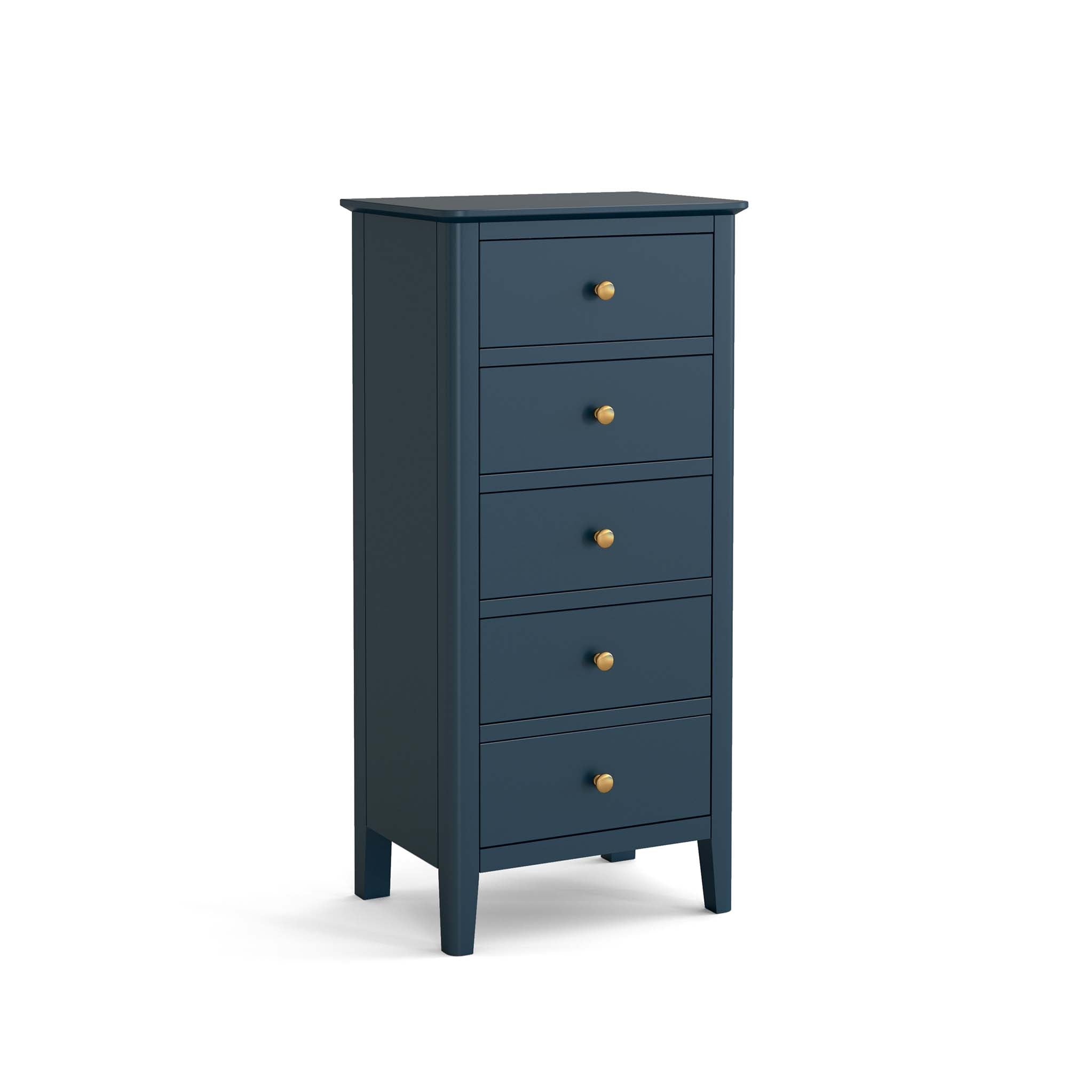 Stirling Blue Tallboy Chest With 5 Drawers Roseland