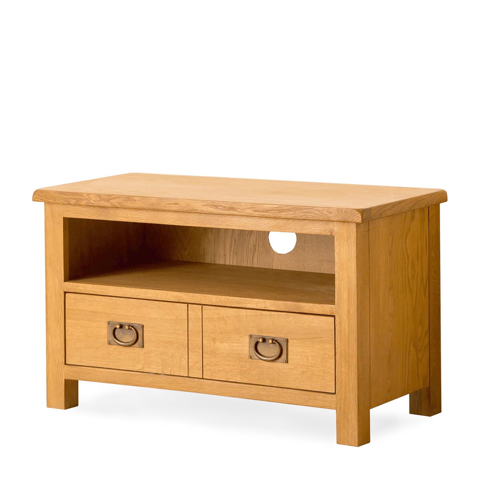 Lanner Oak 80cm Tv Stand With Drawer Metal Handles Roseland