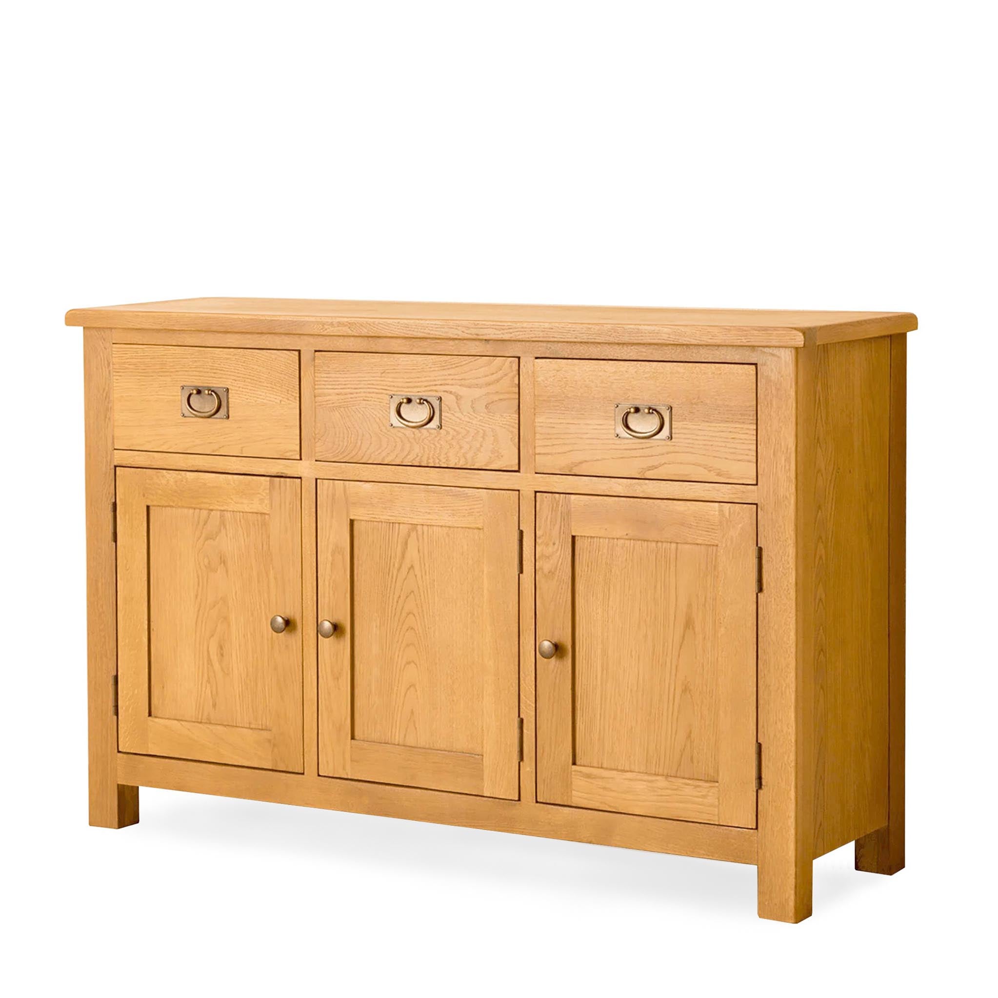 Lanner Oak Large Sideboard 3 Door 3 Drawer Cabinet Roseland