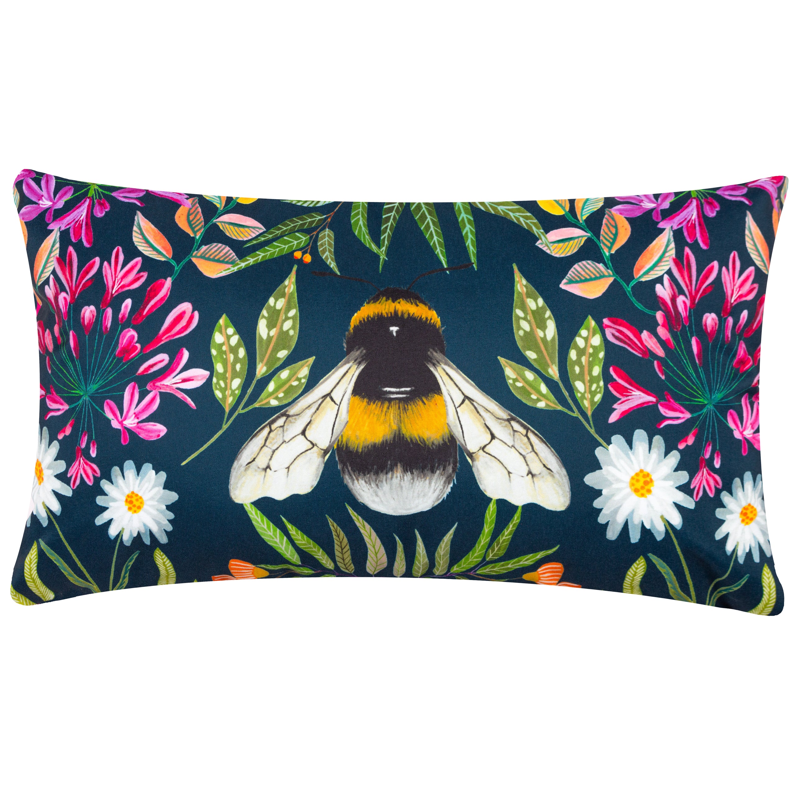 House Of Bloom Zinnia Bee 50cm Outdoor Bolster Cushion Roseland