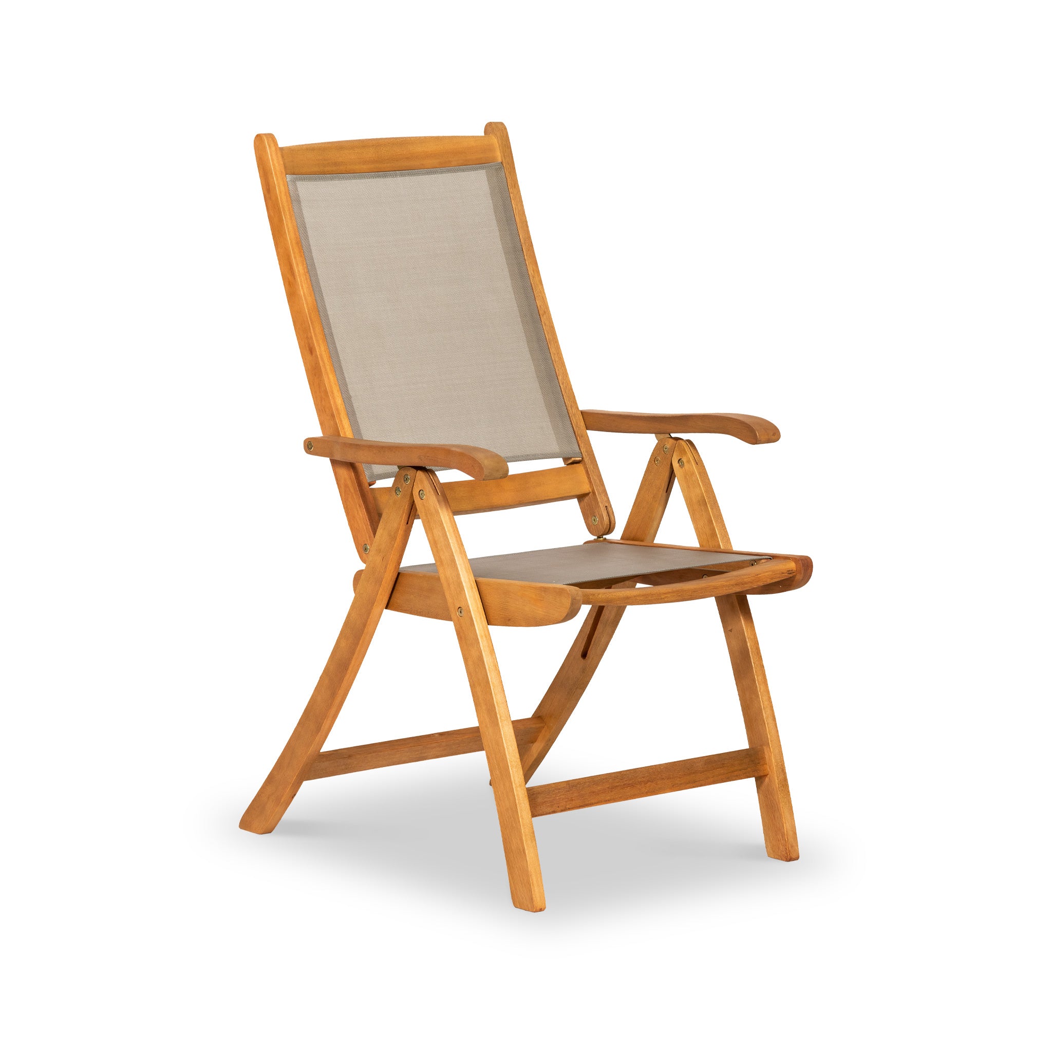 Henley Reclining Armchair Foldable Acacia Wood Textylene Chair